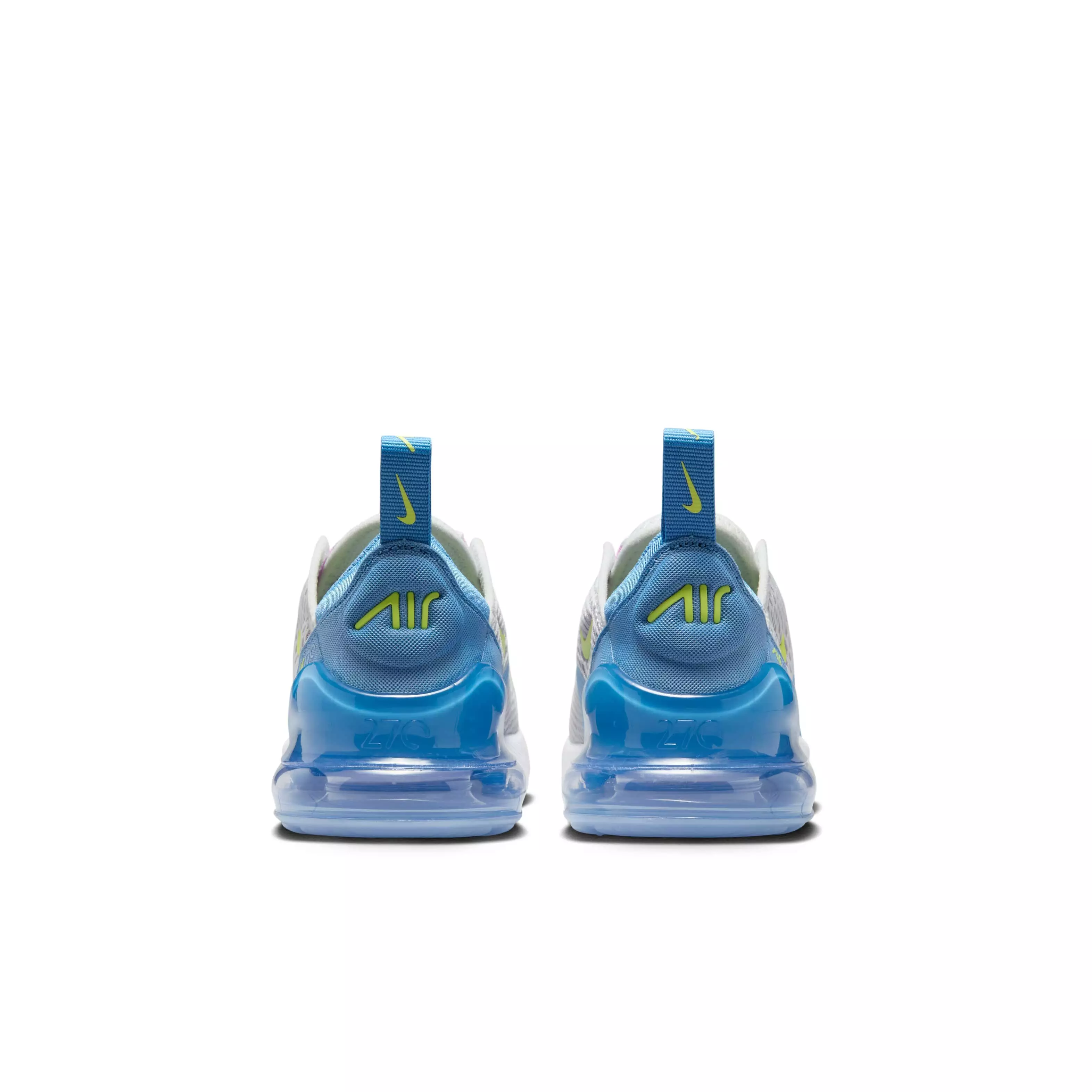 Nike Air Max 270 "Pure Platinum/Rush Fuchsia/Blue Beyond/Light Lemon Twist" Preschool Boys' Shoe - PLATINUM/FUCHSIA/BLUE/LT LEMON