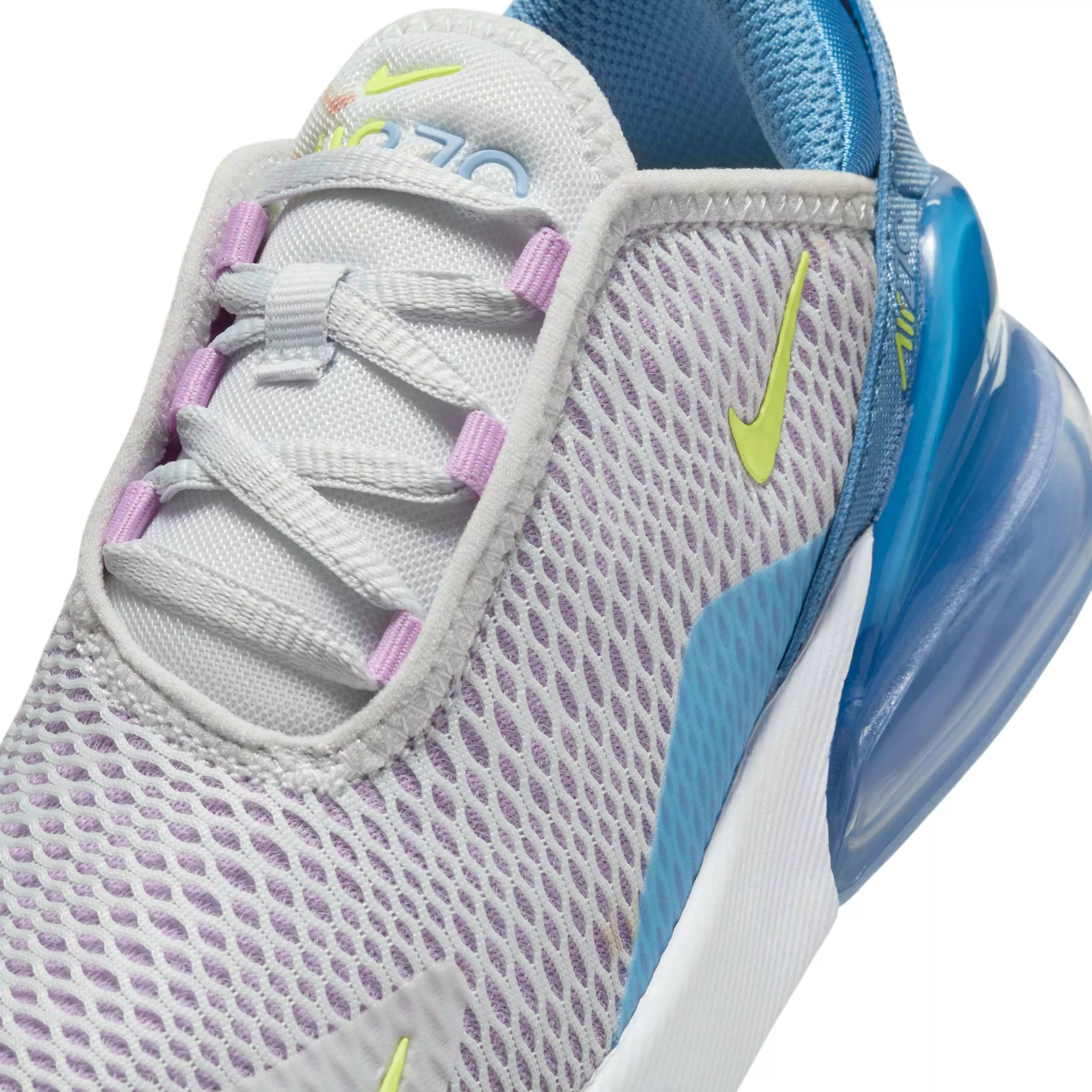 Nike Air Max 270 "Pure Platinum/Rush Fuchsia/Blue Beyond/Light Lemon Twist" Preschool Boys' Shoe - PLATINUM/FUCHSIA/BLUE/LT LEMON