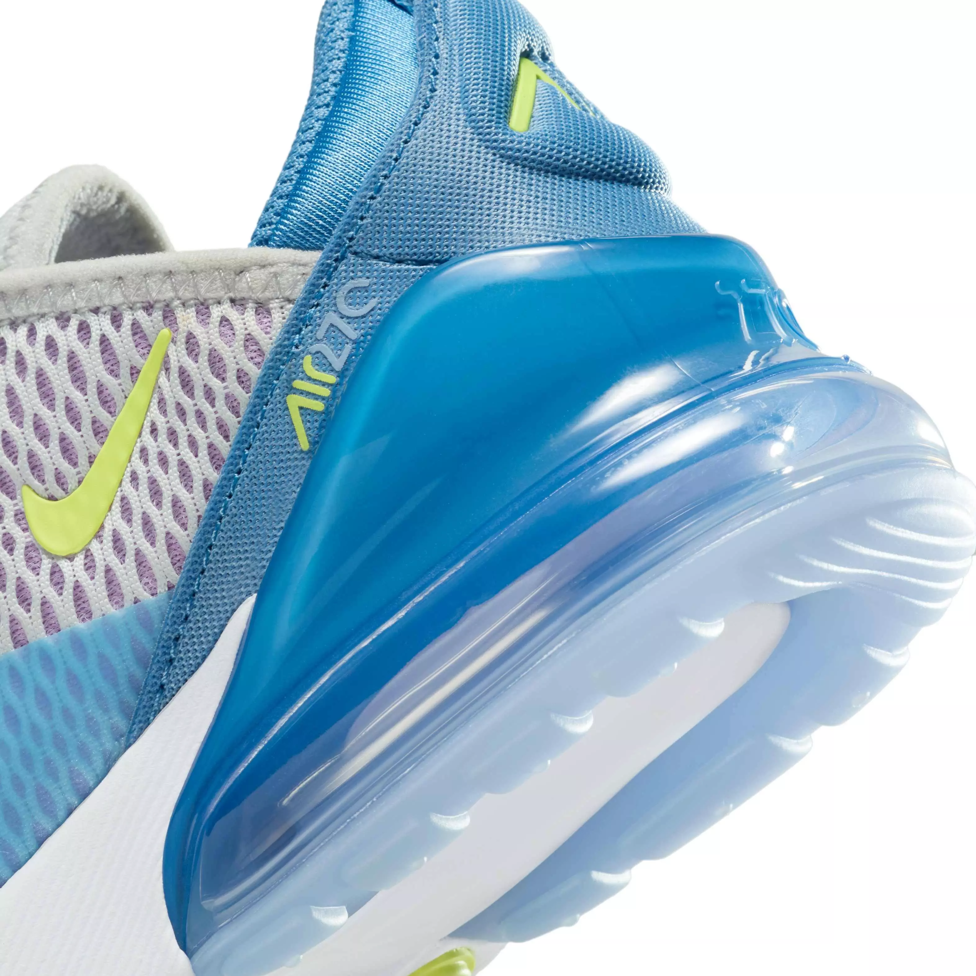Nike Air Max 270 "Pure Platinum/Rush Fuchsia/Blue Beyond/Light Lemon Twist" Preschool Boys' Shoe - PLATINUM/FUCHSIA/BLUE/LT LEMON