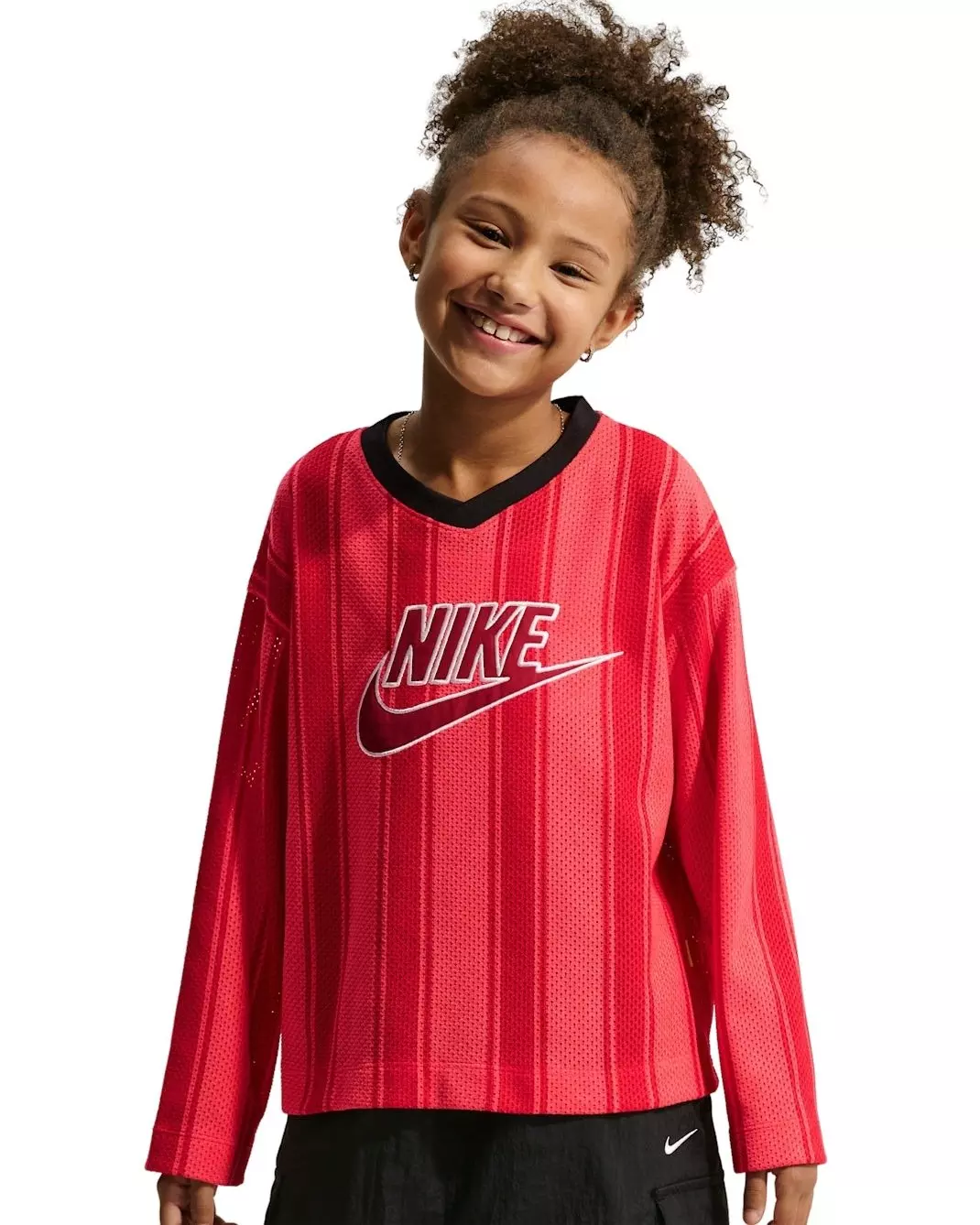 Nike Big Kids' Sportswear Collection Long-Sleeve Mesh Jersey - Red - RED