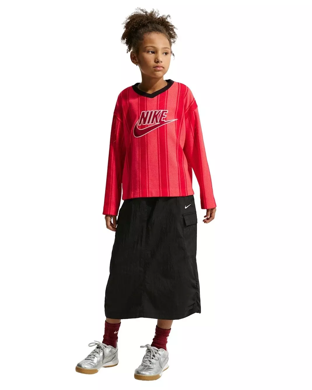 Nike Big Kids' Sportswear Collection Long-Sleeve Mesh Jersey - Red - RED