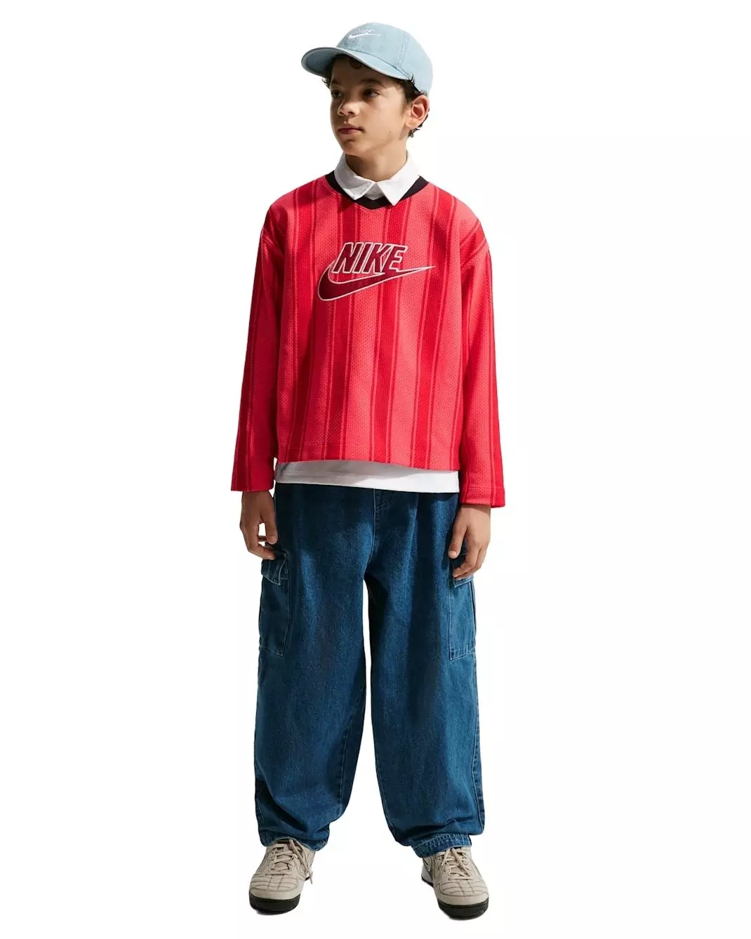 Nike Big Kids' Sportswear Collection Long-Sleeve Mesh Jersey - Red - RED