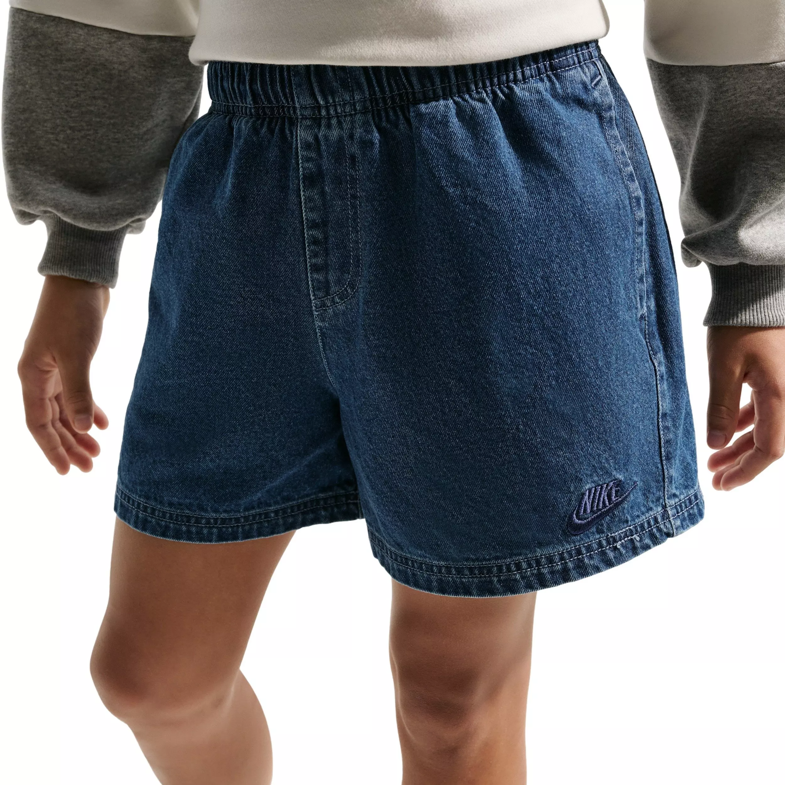 Nike Big Kids' Sportswear Collection Navy Denim Shorts - NAVY DENIM