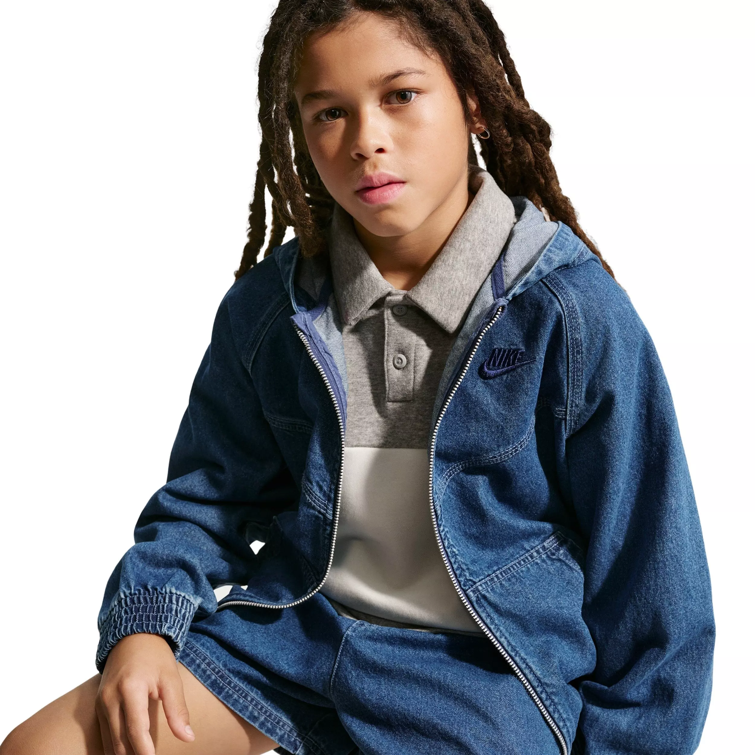 Nike Big Kids' Sportswear Collection Navy Denim Shorts - NAVY DENIM