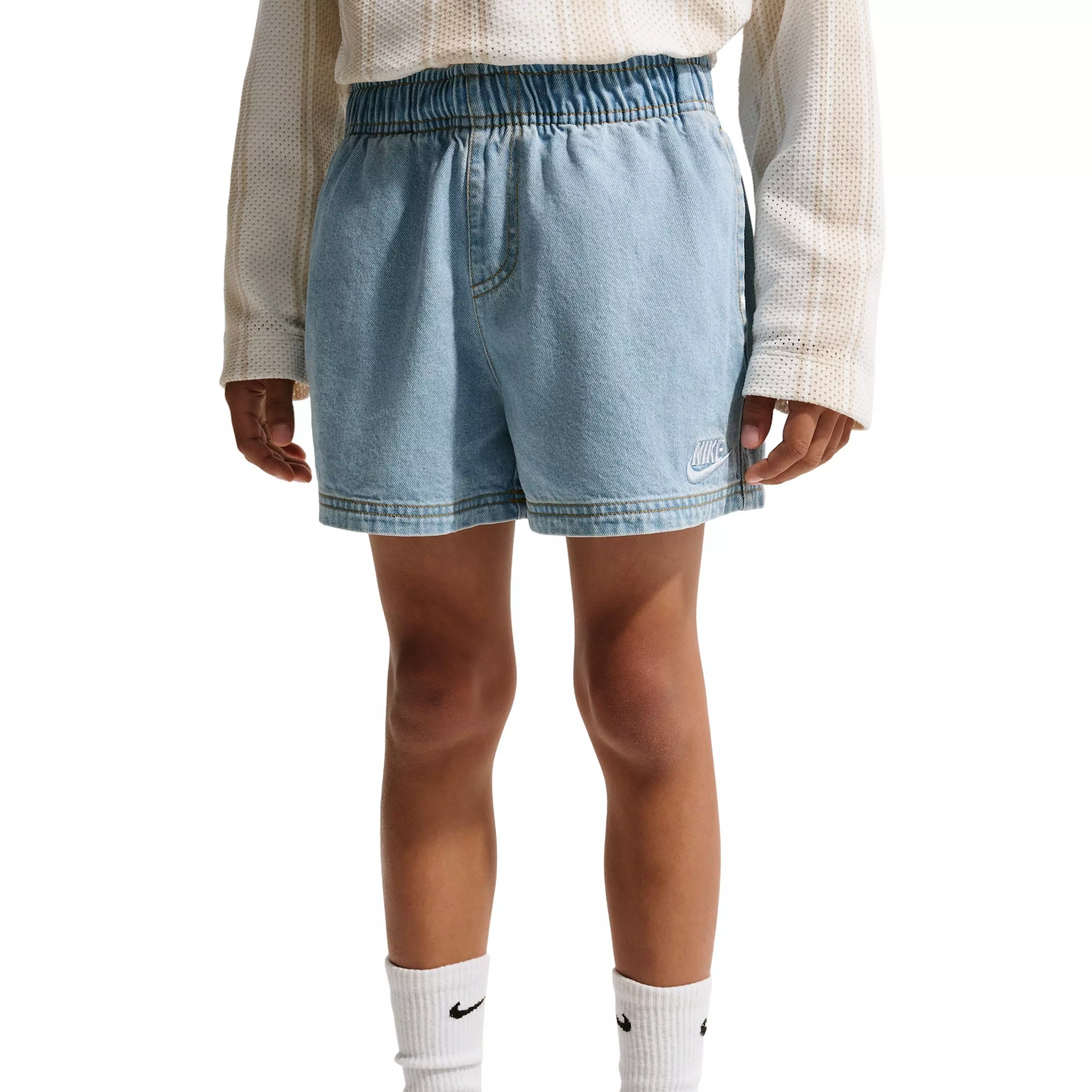 Nike Big Kids' Sportswear Collection Lt Blue Denim Shorts - LT BLUE DENIM
