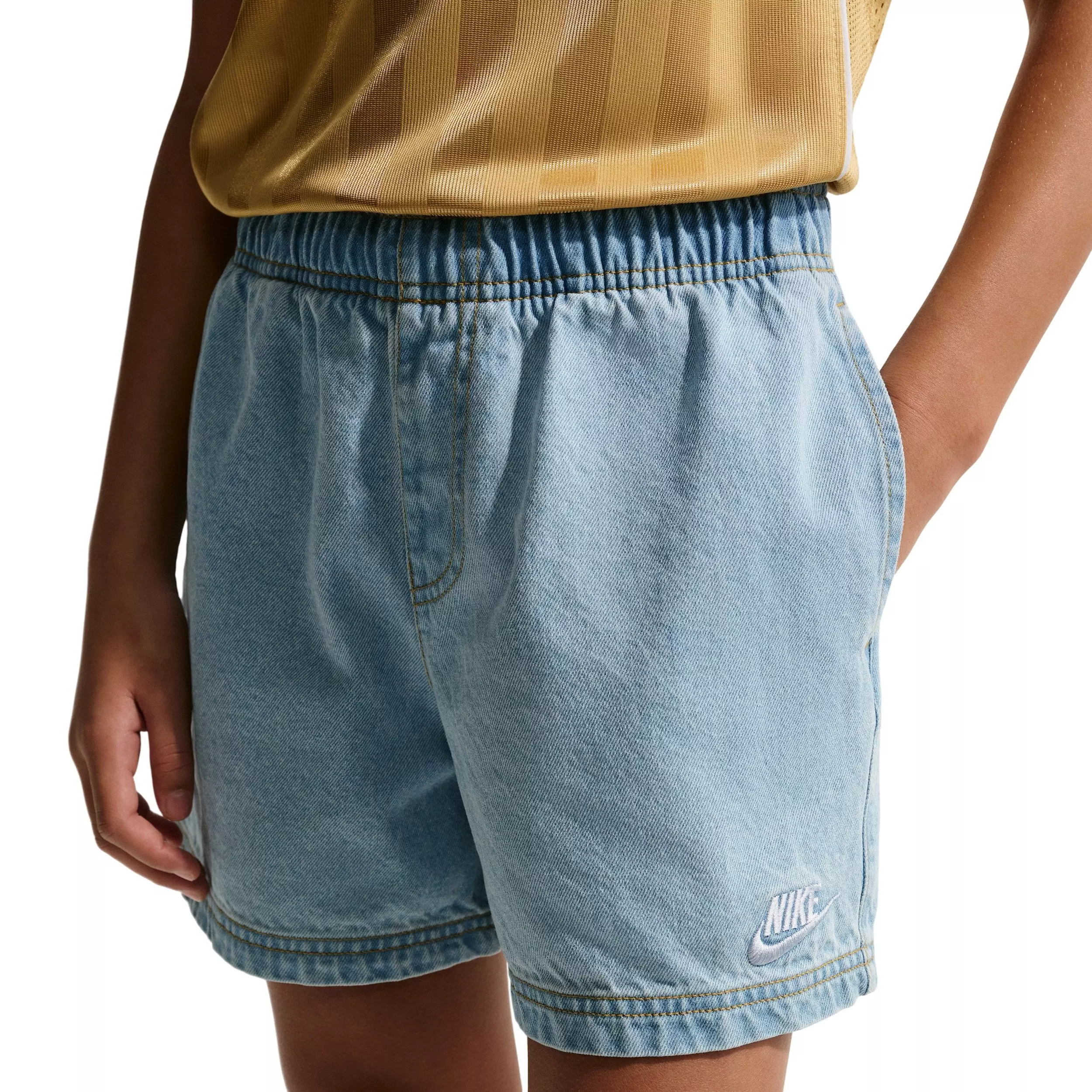 Nike Big Kids' Sportswear Collection Lt Blue Denim Shorts - LT BLUE DENIM