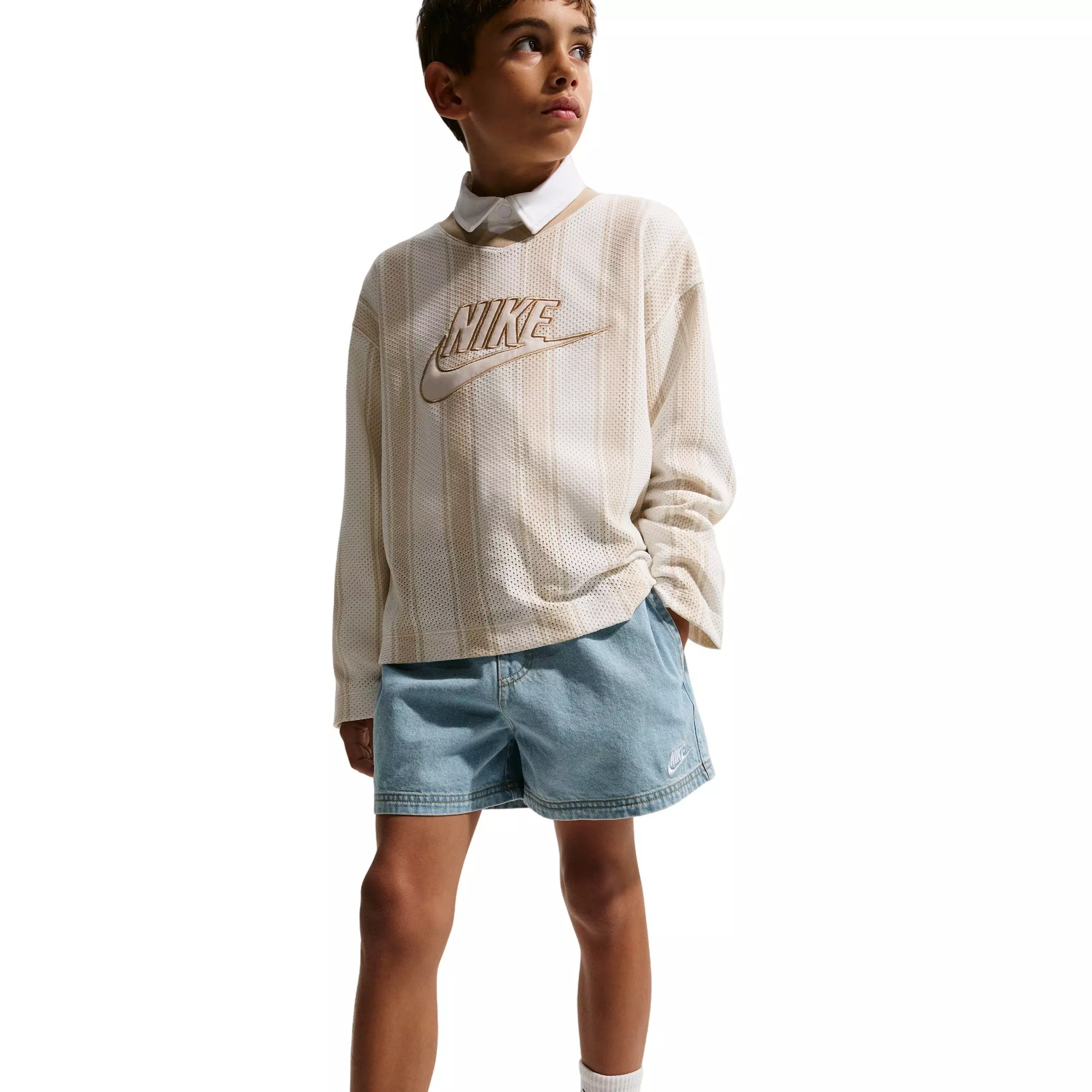 Nike Big Kids' Sportswear Collection Lt Blue Denim Shorts - LT BLUE DENIM