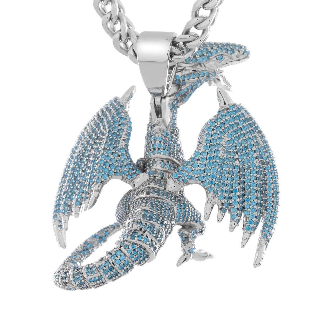 King Ice X Yu-Gi-Oh! Blue Eyes White Dragon Necklace - WHITE GOLD