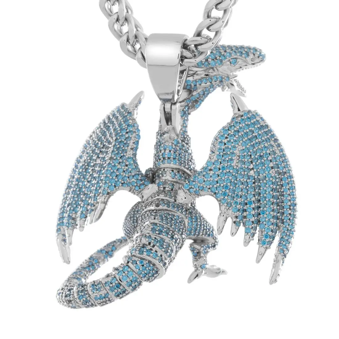 King Ice X Yu-Gi-Oh! Blue Eyes White Dragon Necklace - WHITE GOLD