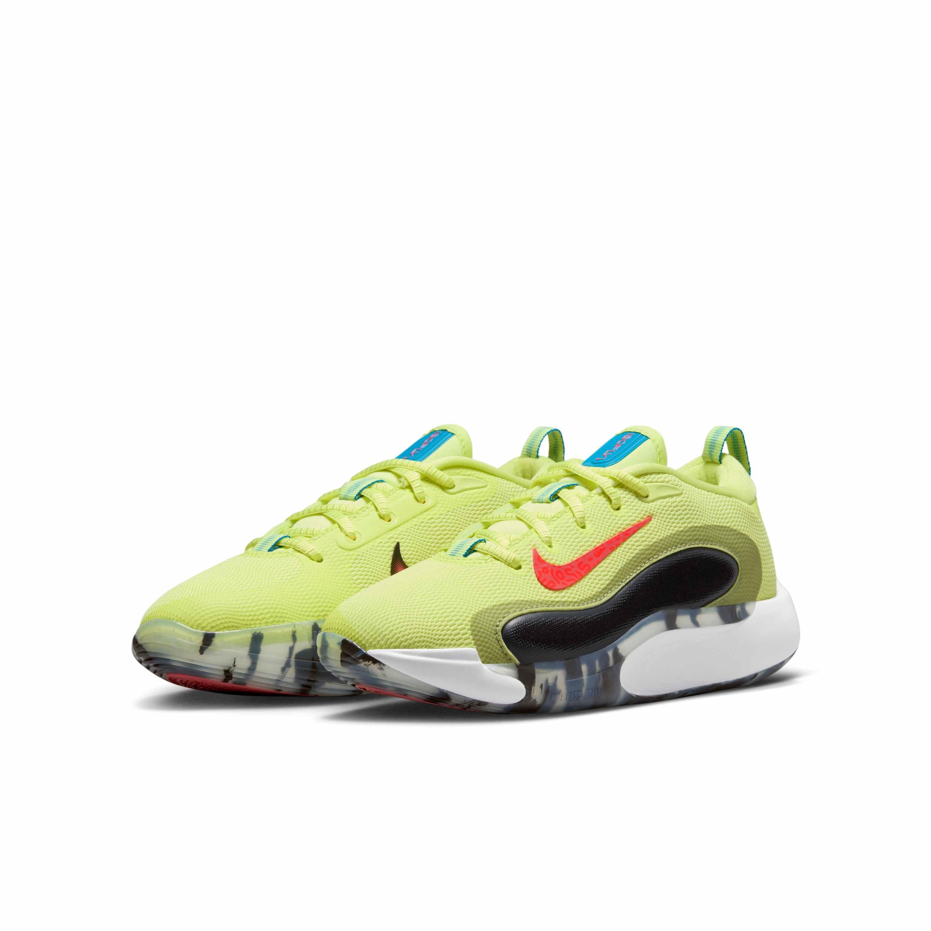 Nike IsoFly Grade School Boys' "Light Lemon Twist/Anthracite/Black/Magic Ember" Basketball Shoe