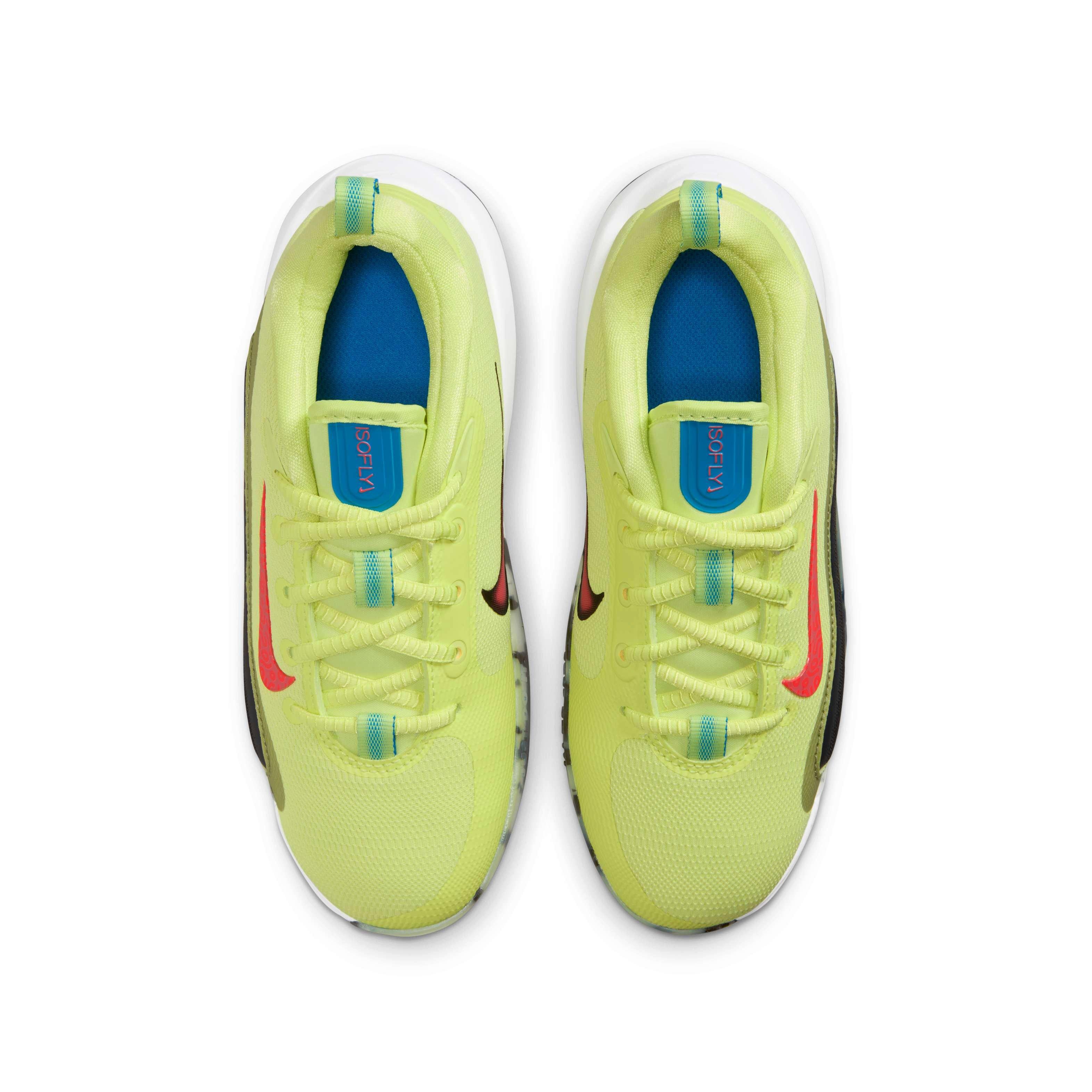 Nike IsoFly Grade School Boys' "Light Lemon Twist/Anthracite/Black/Magic Ember" Basketball Shoe