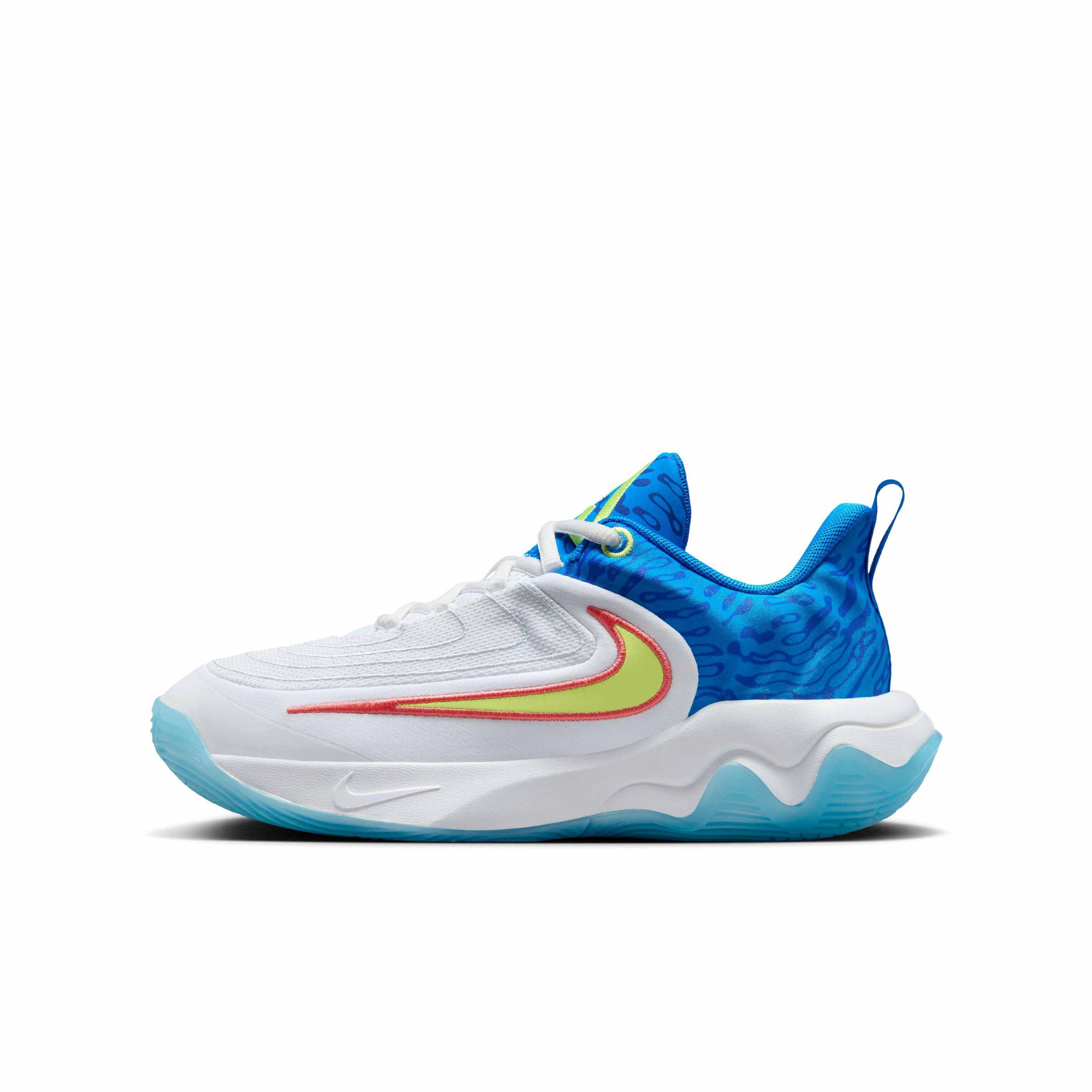 Nike Giannis Immortality 4 Grade School Boys' "White/Blue/Royal/Lt Lemon Twist" Basketball Shoe
