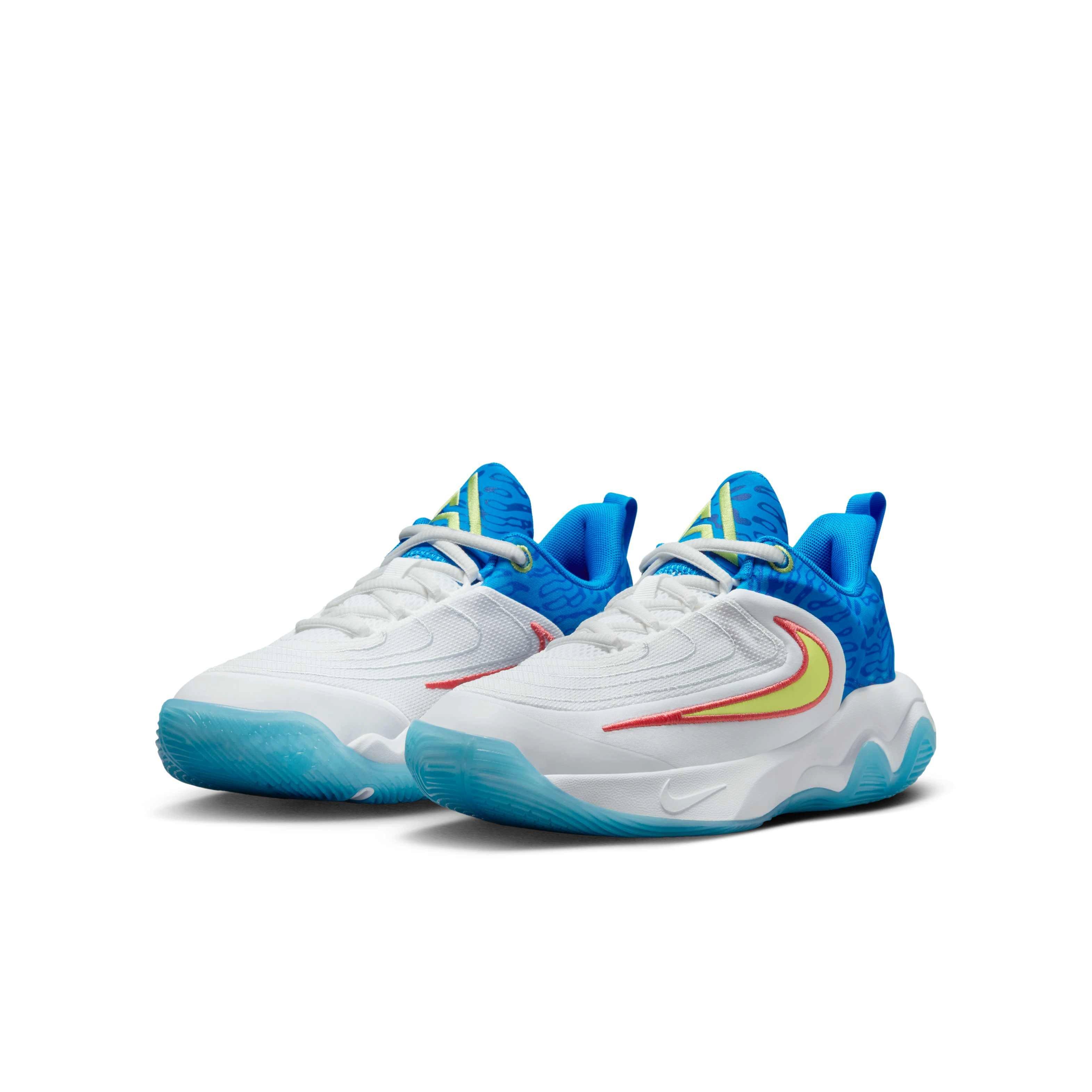 Nike Giannis Immortality 4 Grade School Boys' "White/Blue/Royal/Lt Lemon Twist" Basketball Shoe