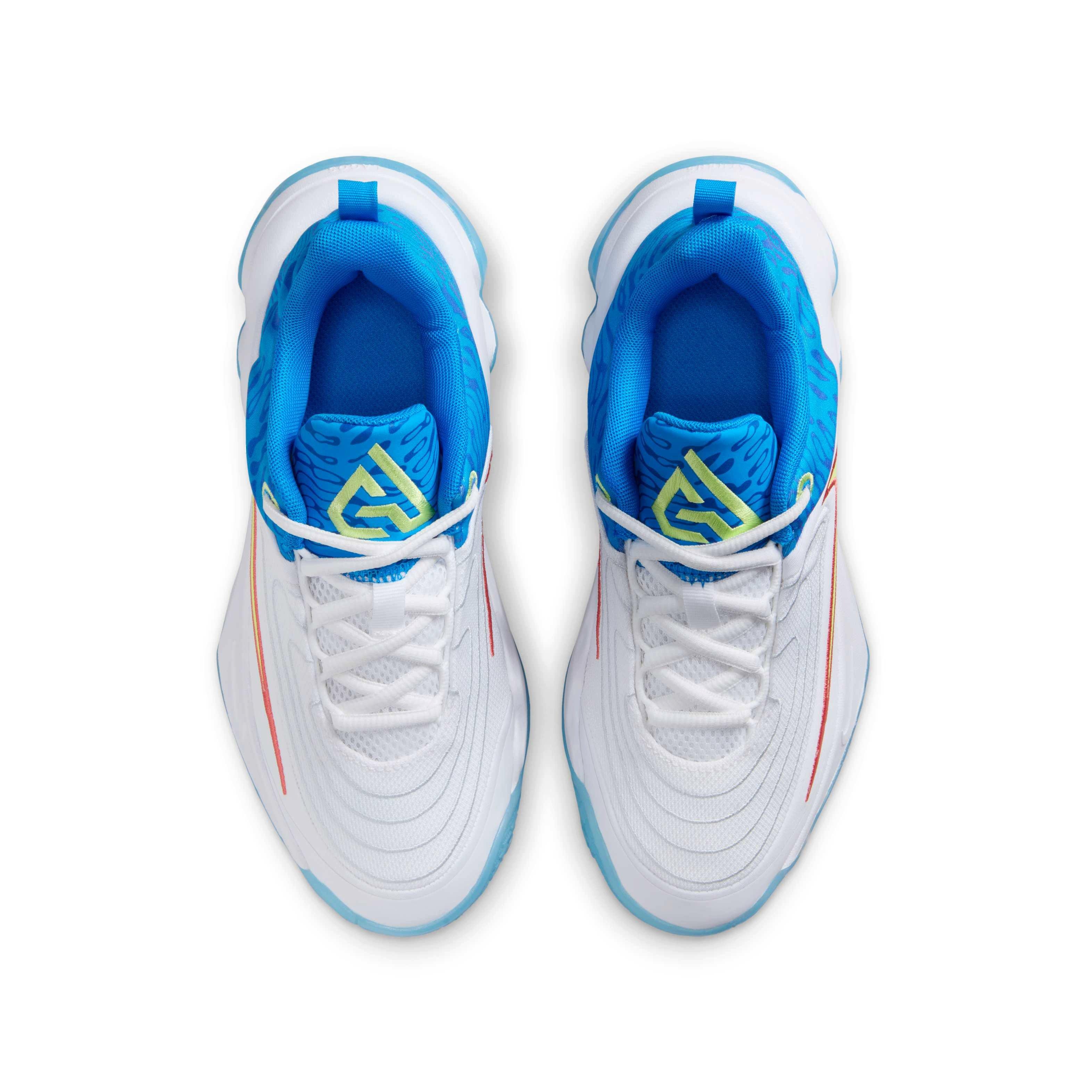 Nike Giannis Immortality 4 Grade School Boys' "White/Blue/Royal/Lt Lemon Twist" Basketball Shoe