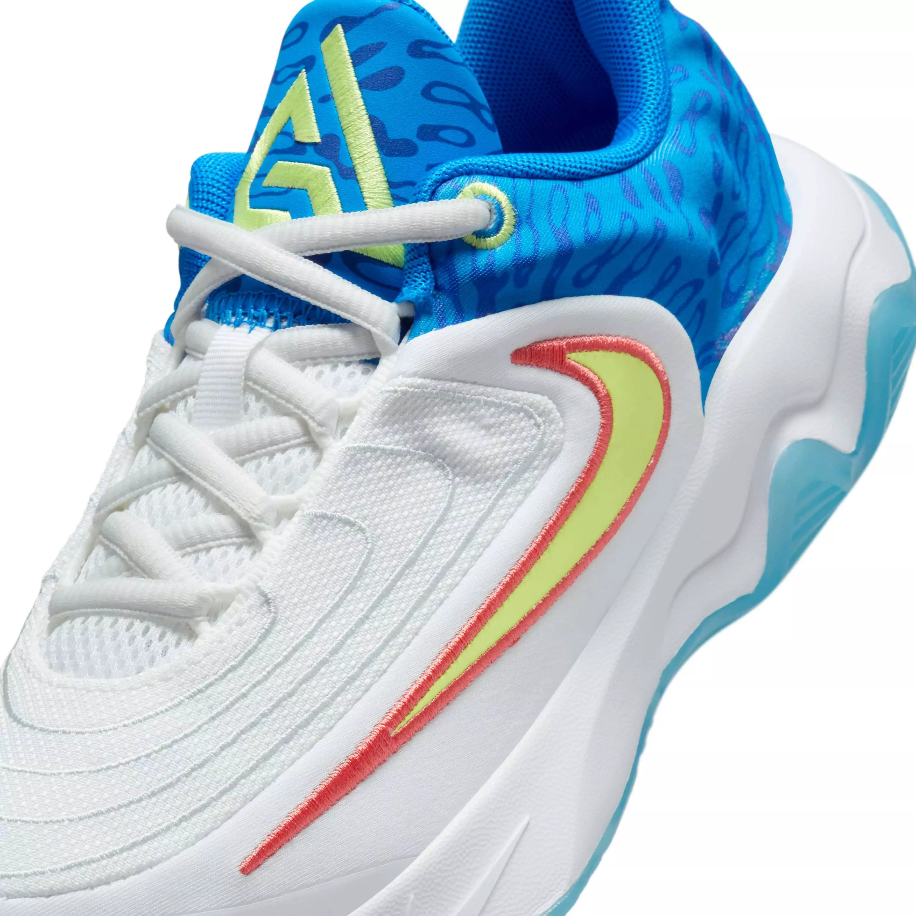 Nike Giannis Immortality 4 "White/Blue/Royal/Lt Lemon Twist" Grade School Boys' Basketball Shoe - WHITE/BLUE/ROYAL/LT LEMON