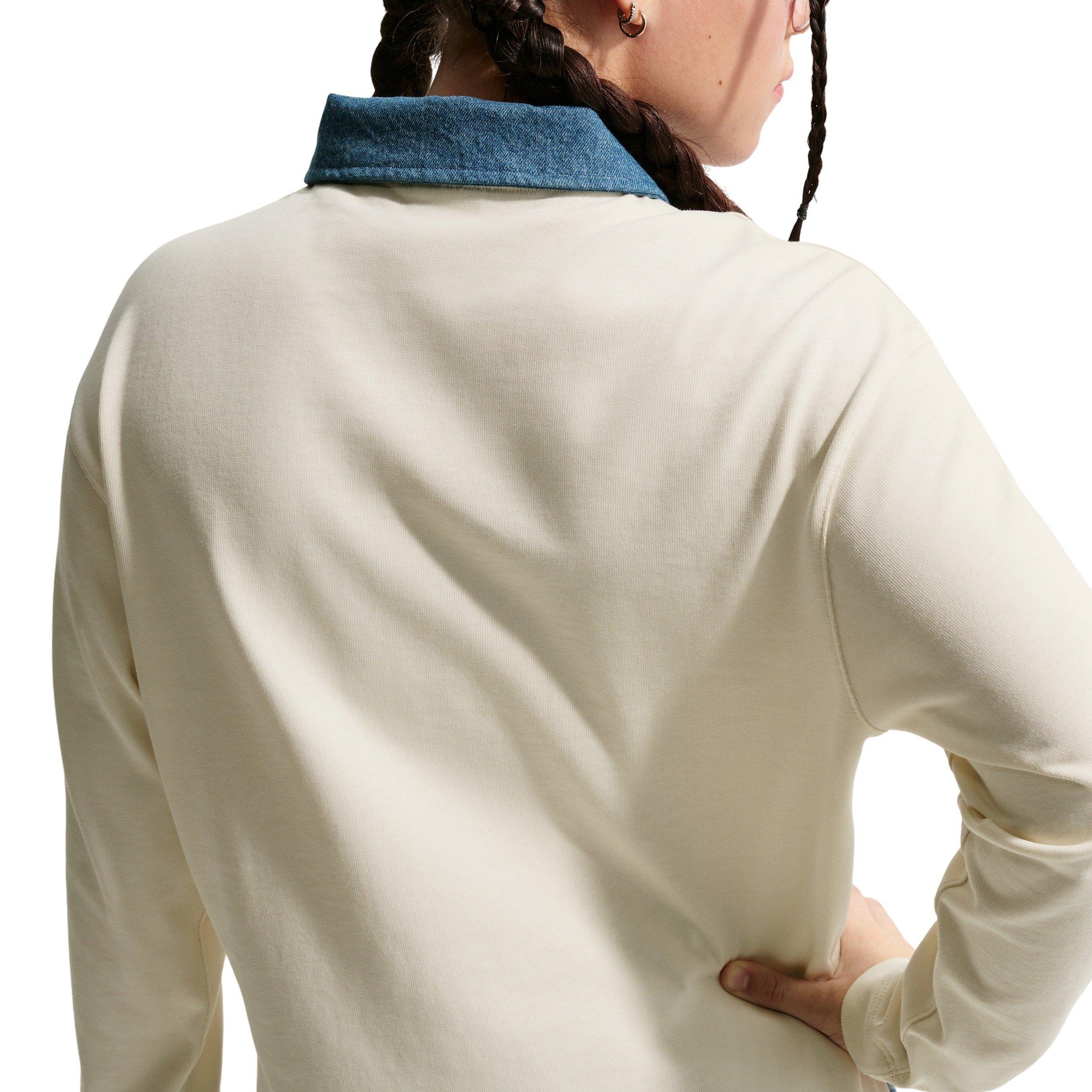 Nike Big Girls' Sportswear Collection Long-Sleeve Polo Top -Soft Pearl - SOFT PEARL Thumbnail View 2