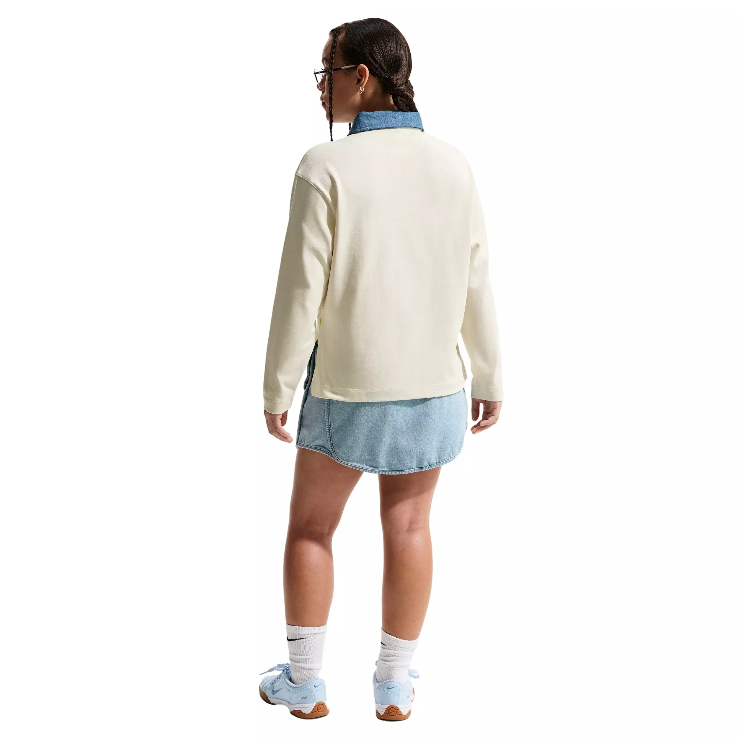 Nike Big Girls' Sportswear Collection Long-Sleeve Polo Top -Soft Pearl - SOFT PEARL