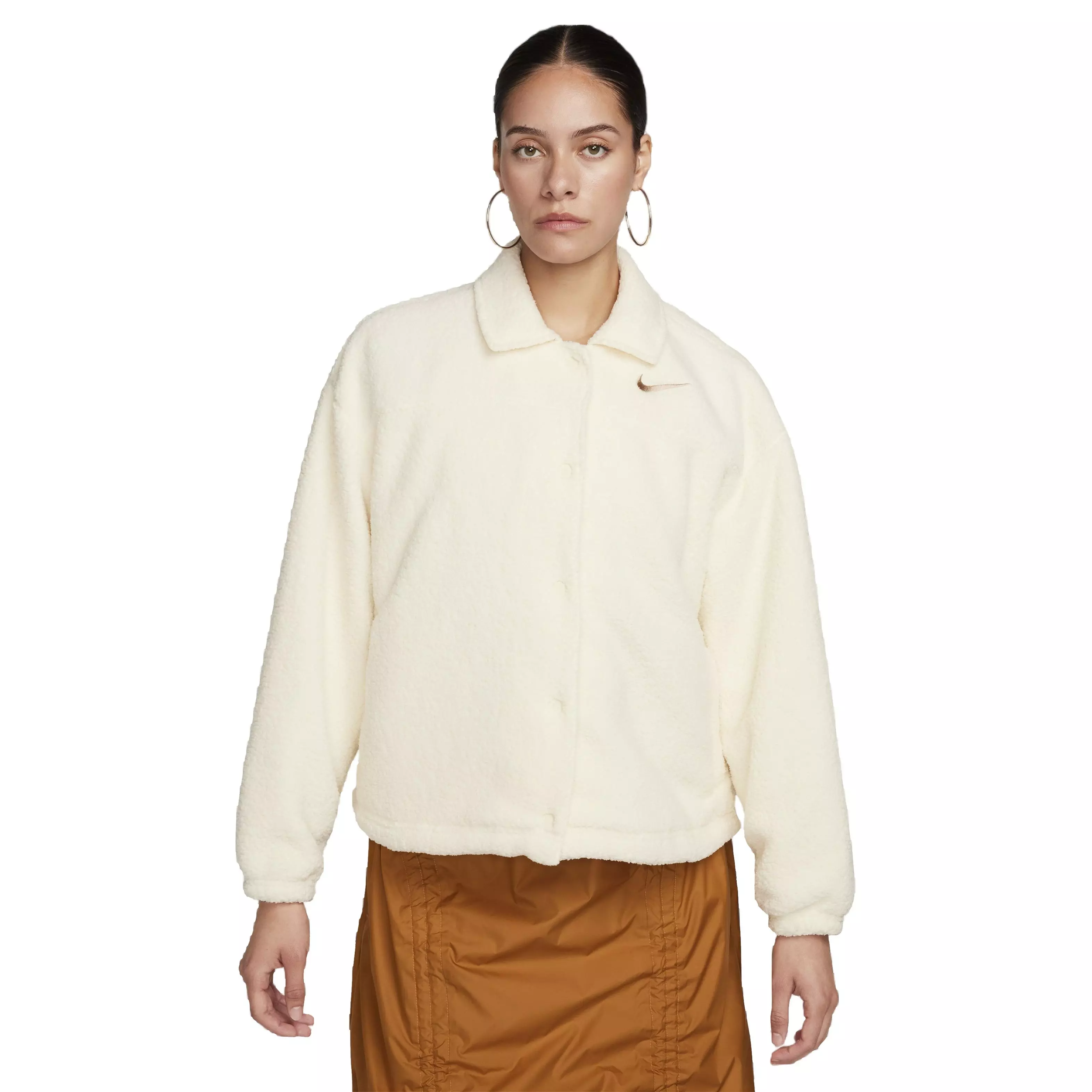 Nike Women's Sportswear Collared High-Pile Jacket - WHITE