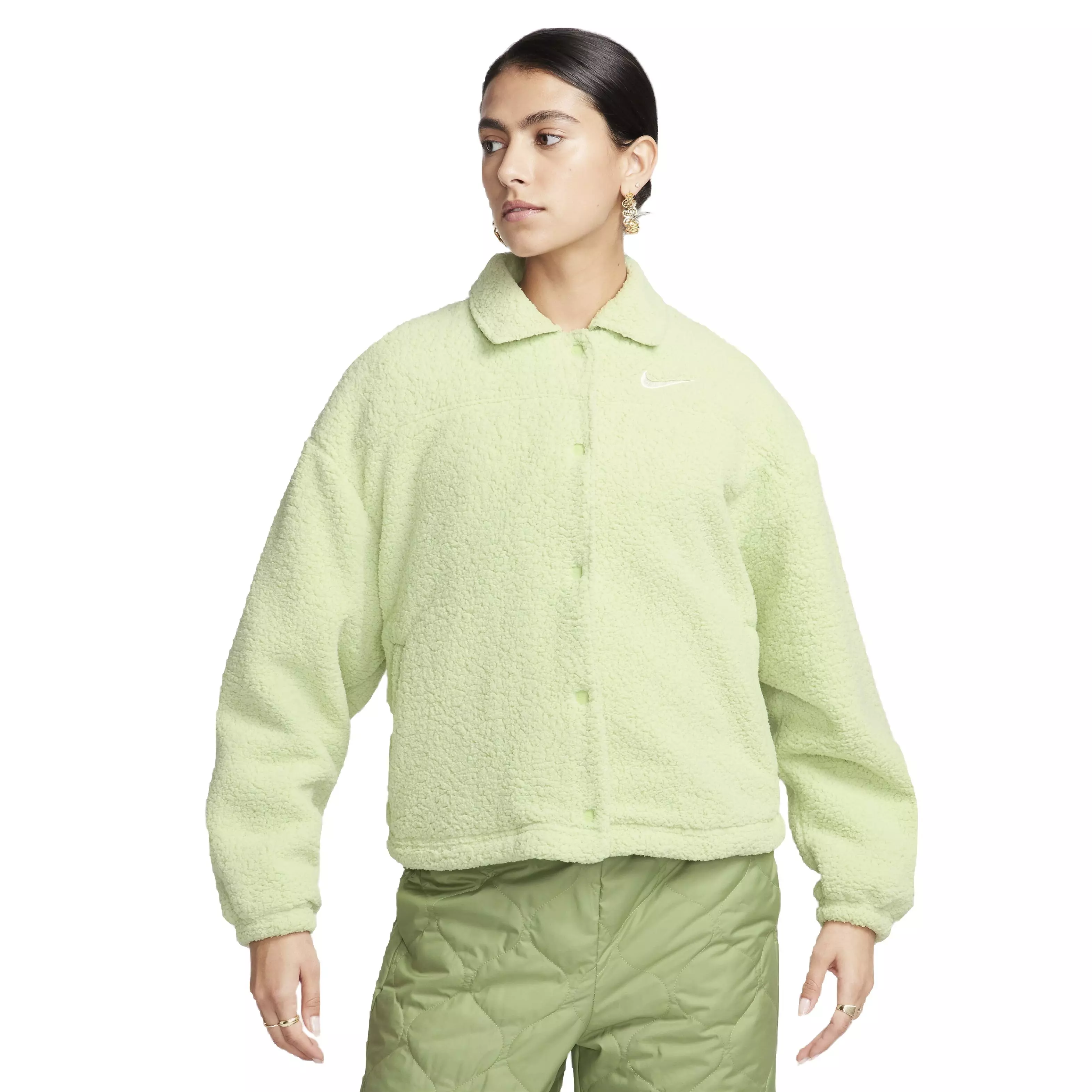 Nike Women's Sportswear Collared High-Pile Jacket - GREEN