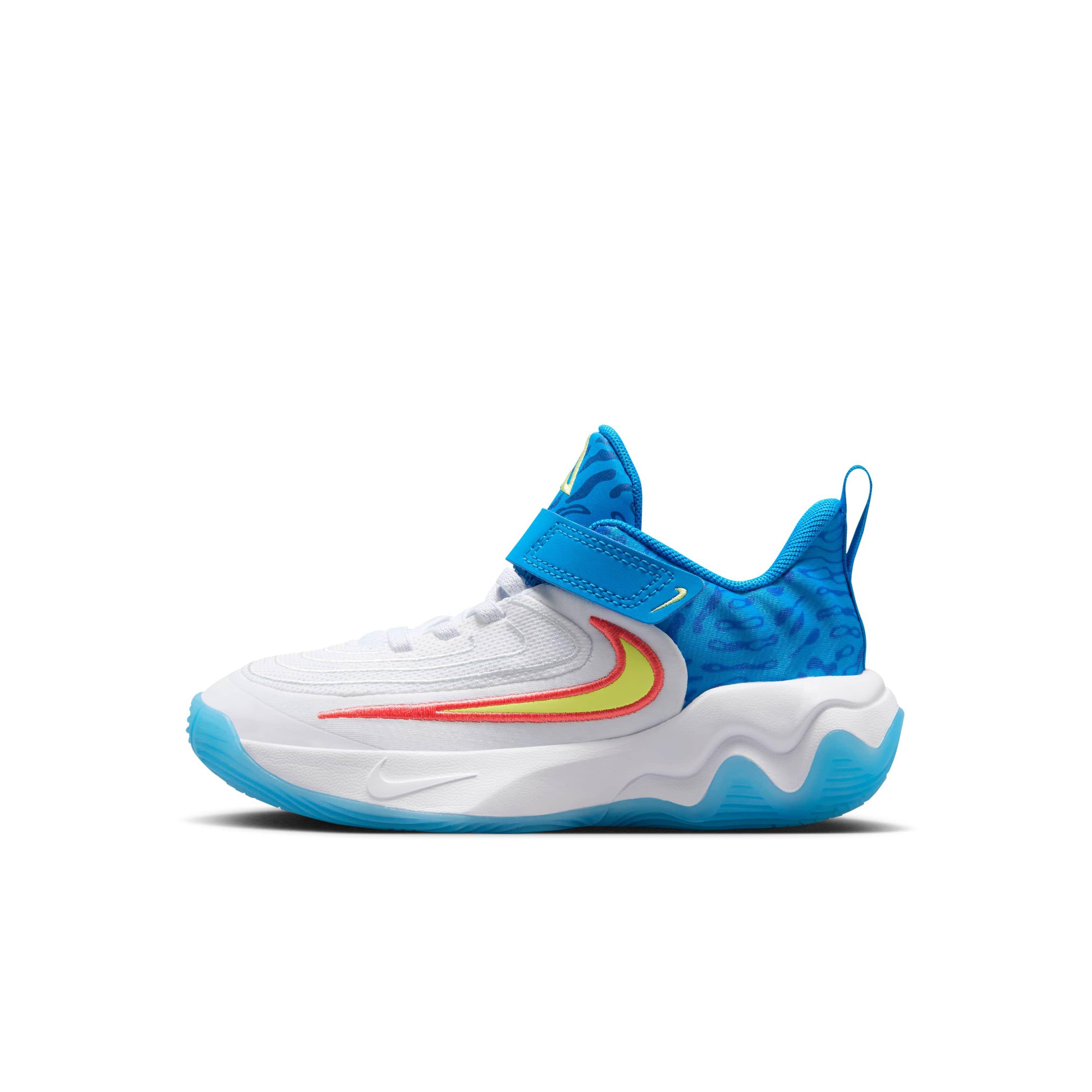 Nike Giannis Immortality 4 Preschool Boys' "White/Blue/Hyper Royal/Lt Lemon Twist" Basketball Shoe