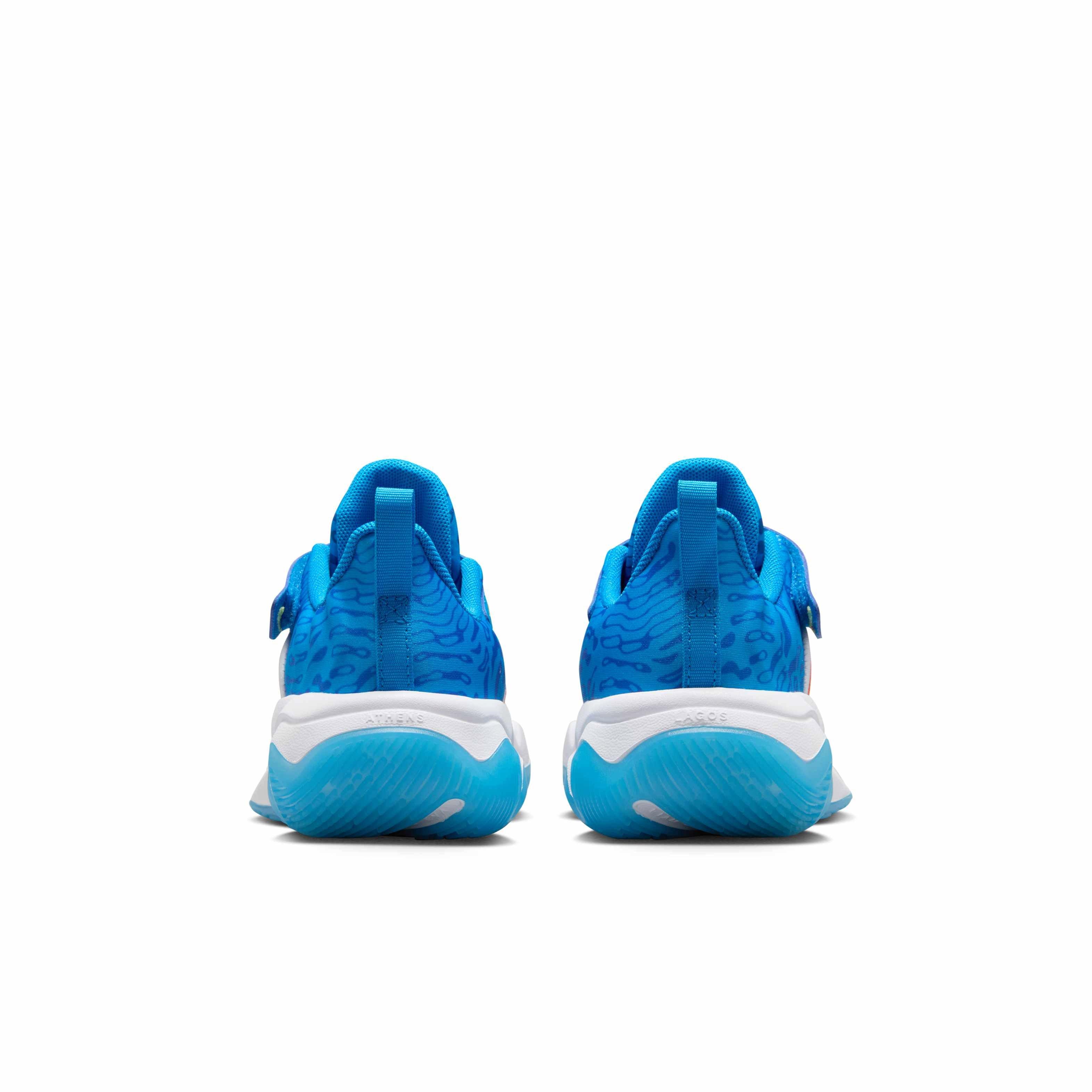 Nike Giannis Immortality 4 Preschool Boys' "White/Blue/Hyper Royal/Lt Lemon Twist" Basketball Shoe