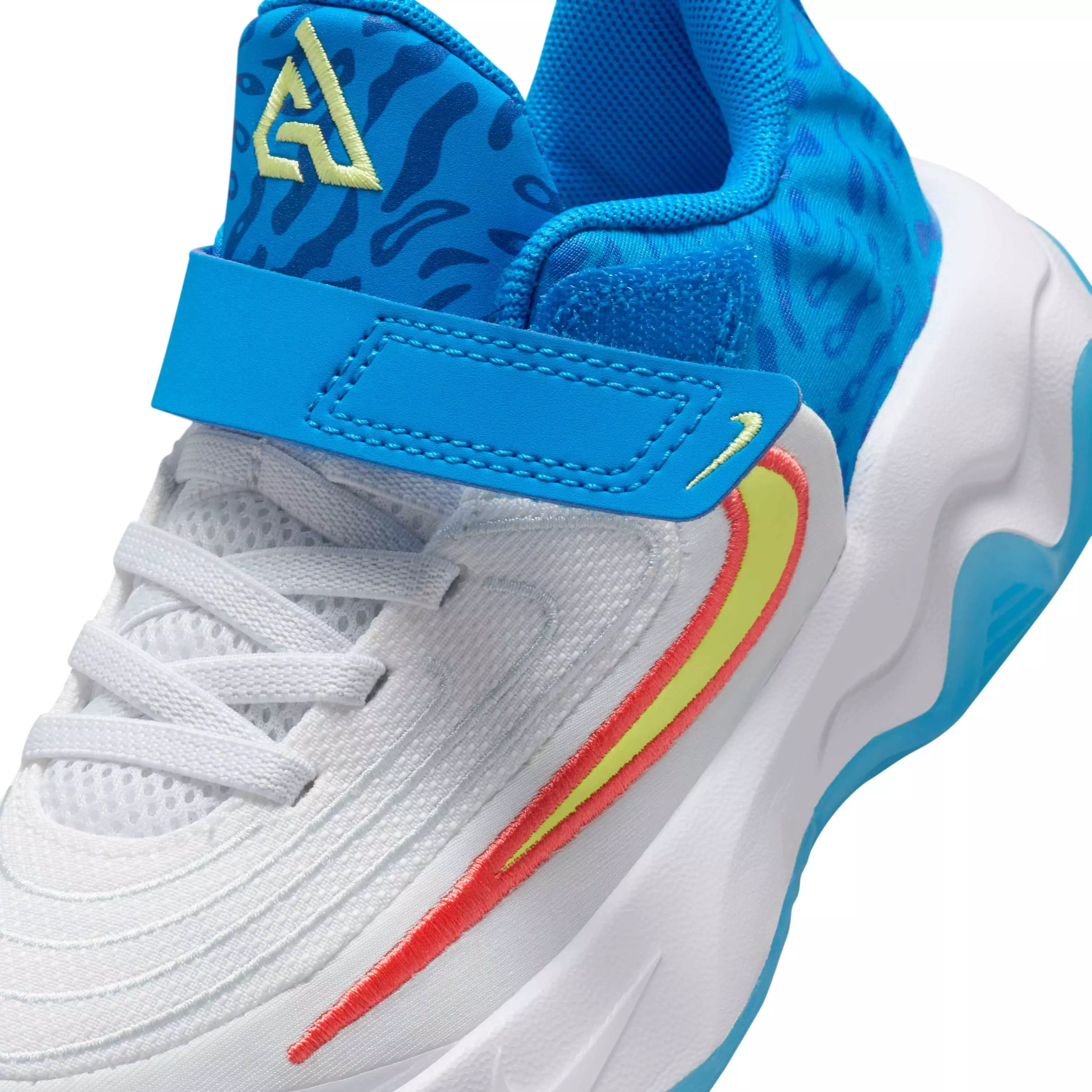 Nike Giannis Immortality 4 "White/Blue/Hyper Royal/Lt Lemon Twist" Preschool Boys' Basketball Shoe - WHITE/BLUE/ROYAL/LT LEMON