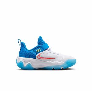 Nike Giannis Immortality 4 "White/Blue/Hyper Royal/Lt Lemon Twist" Preschool Boys' Basketball Shoe