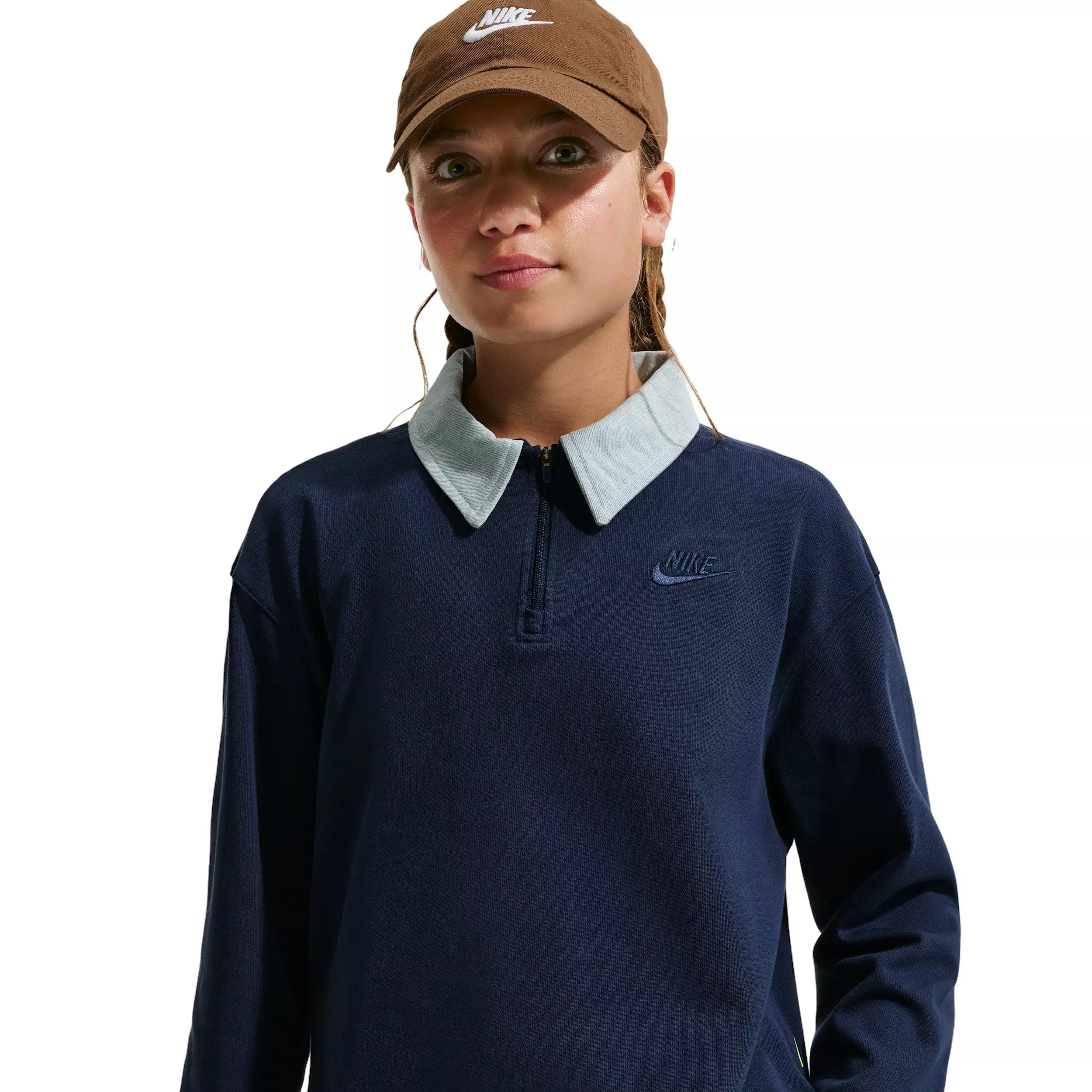 Nike Big Girls' Sportswear Collection Long-Sleeve Polo Top - Navy - NAVY