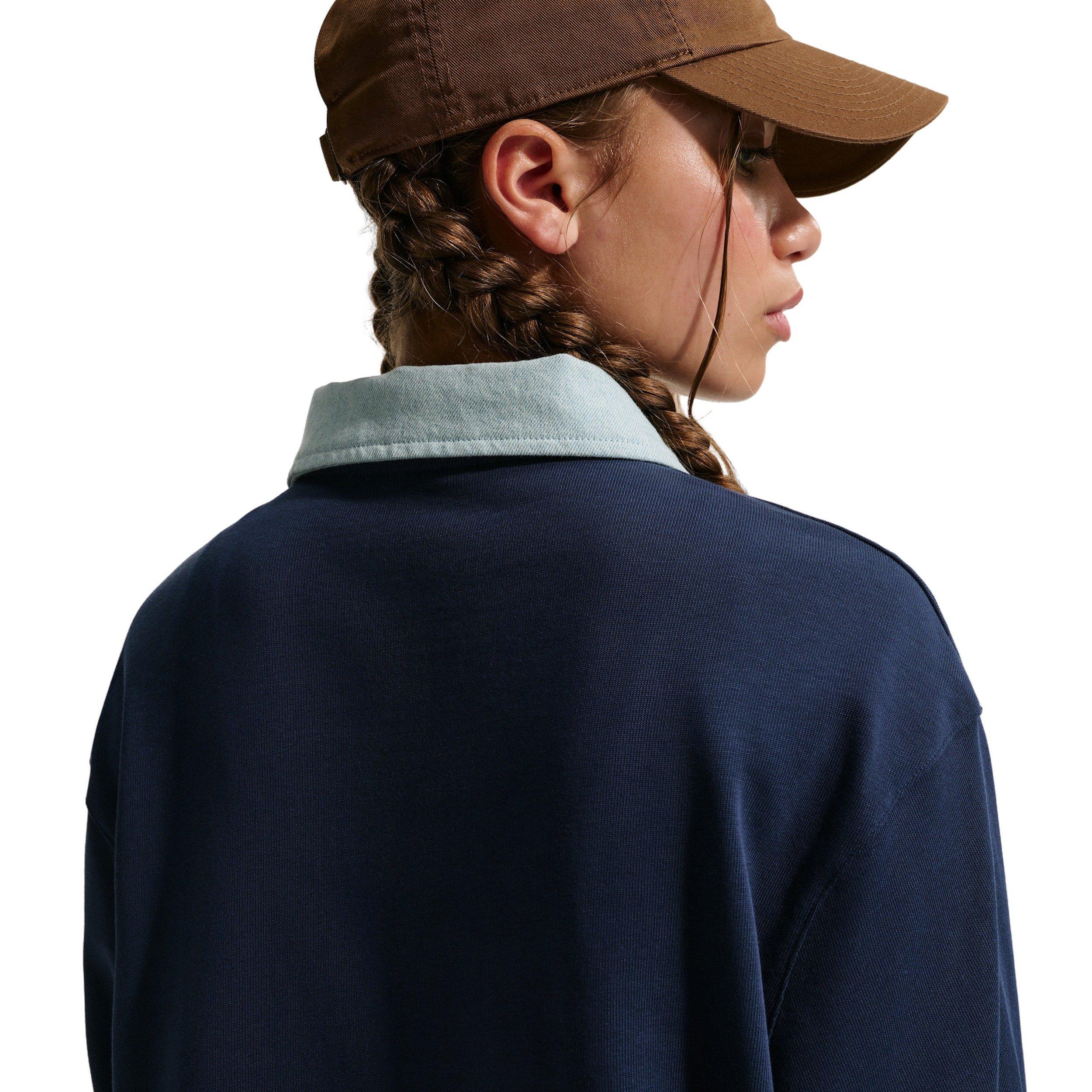 Nike Sportswear Collection Long-Sleeve Big Girls' Navy Polo Top