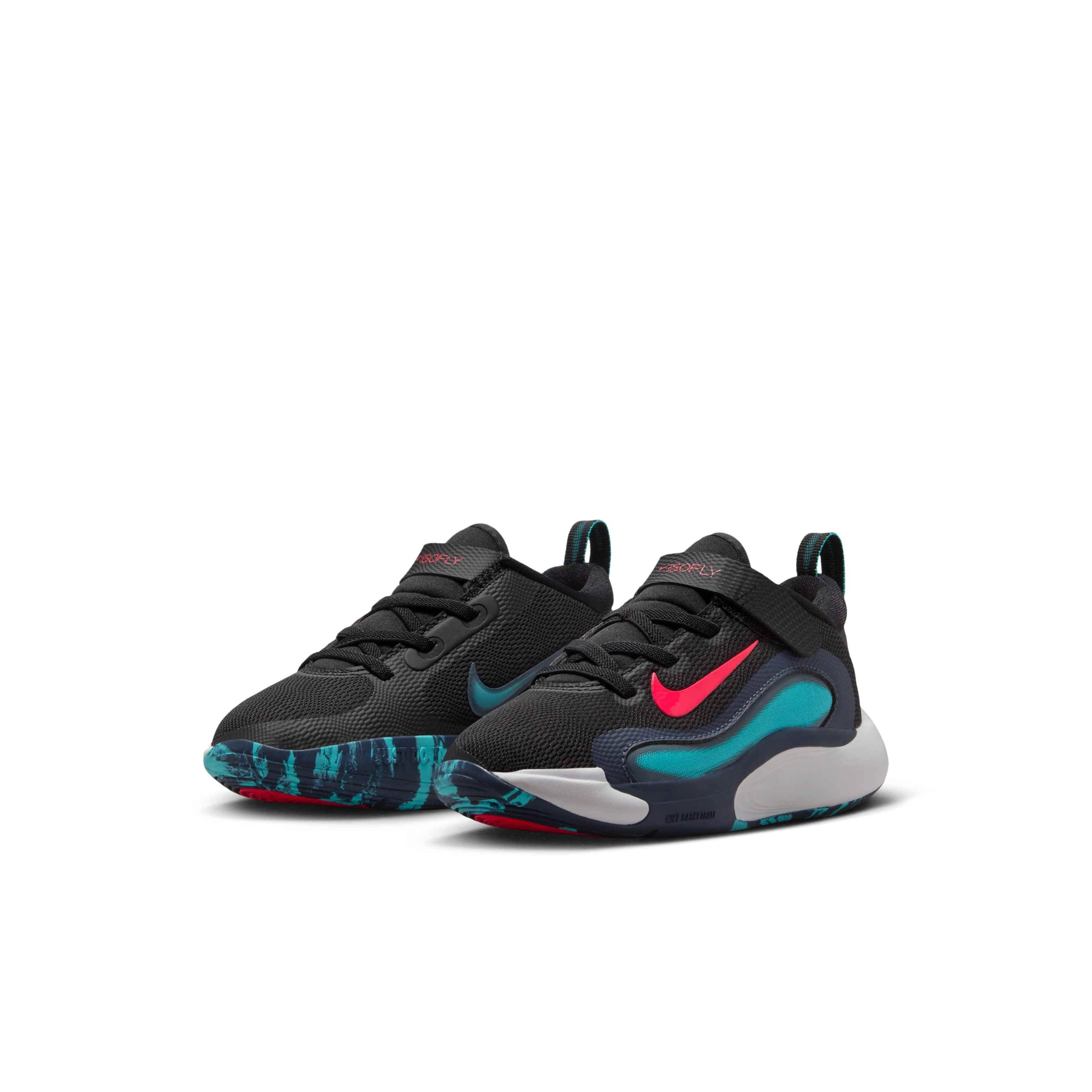 Nike IsoFly Preschool Boys' "Black/Dusty Cactus/Thunder Blue/Bright Crimson" Basketball Shoe