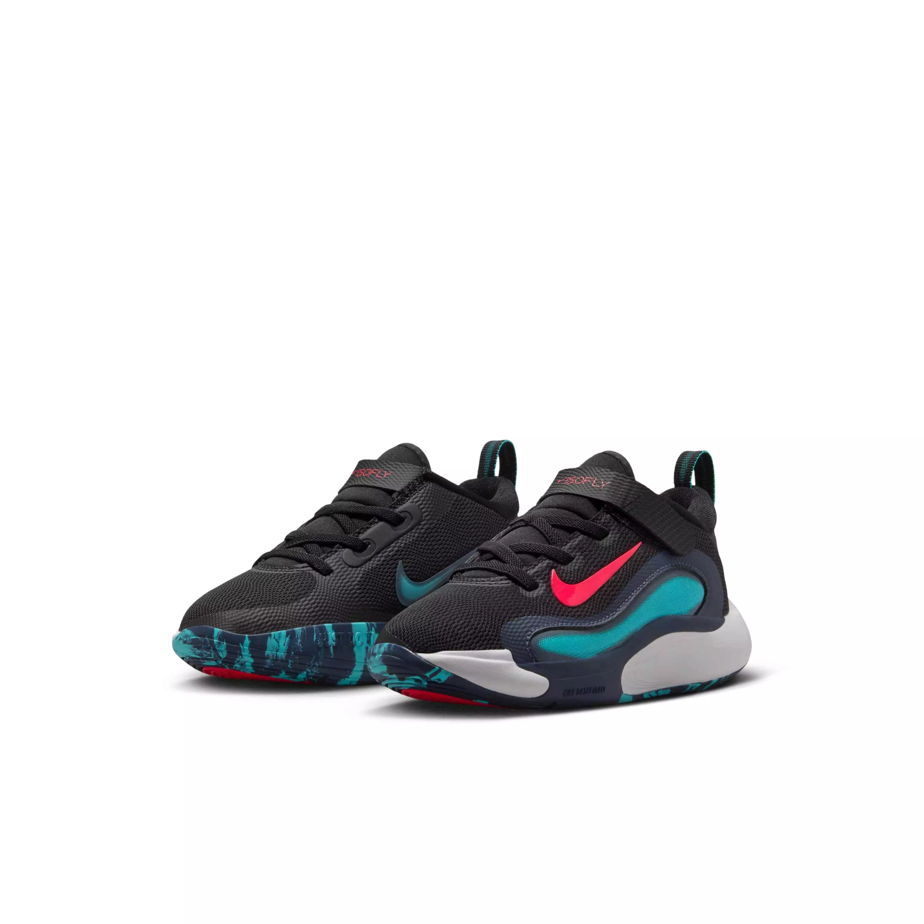 Nike IsoFly "Black/Dusty Cactus/Thunder Blue/Bright Crimson" Preschool Boys' Basketball Shoe - BLACK/CACTUS/BLUE/CRIMSON