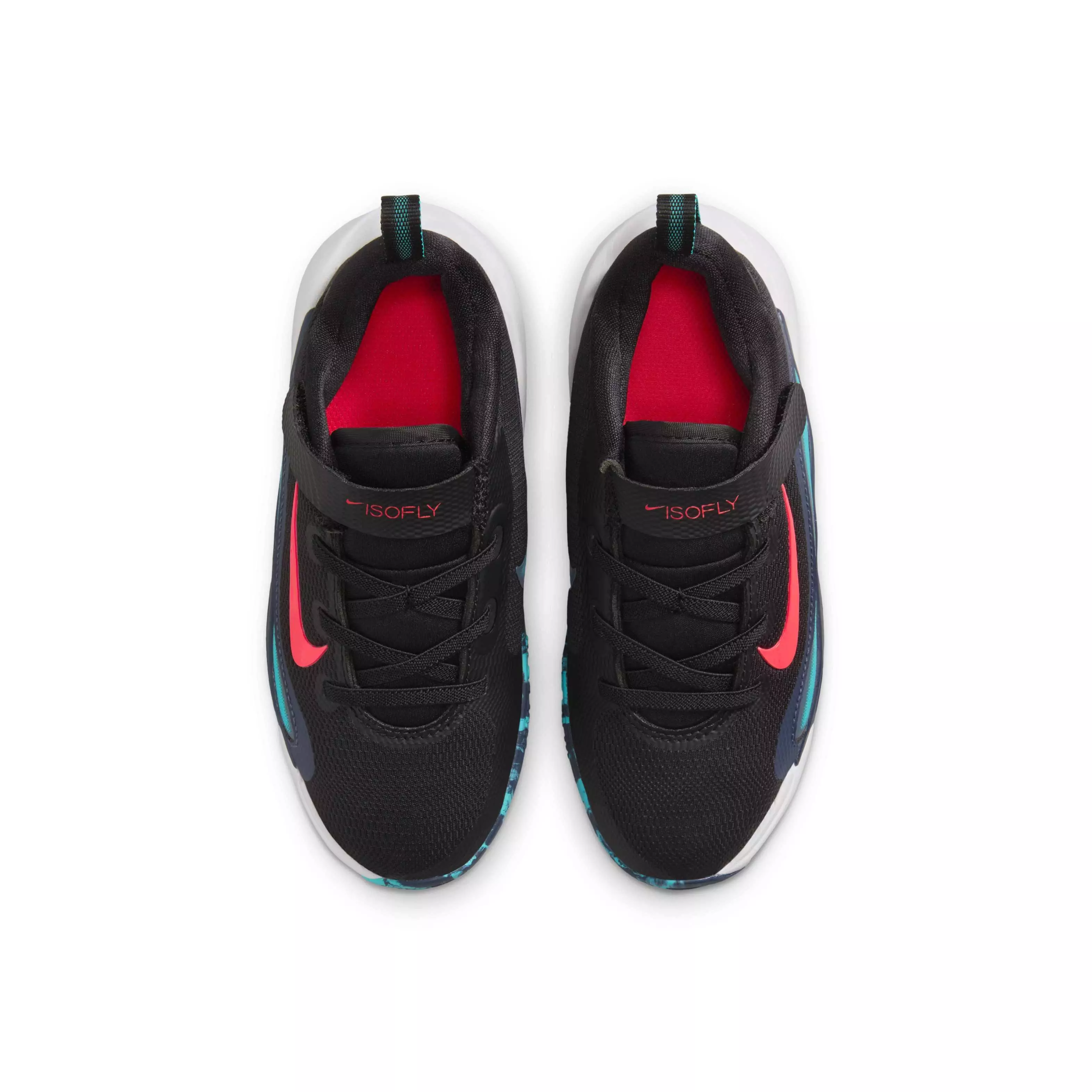 Nike IsoFly "Black/Dusty Cactus/Thunder Blue/Bright Crimson" Preschool Boys' Basketball Shoe - BLACK/CACTUS/BLUE/CRIMSON
