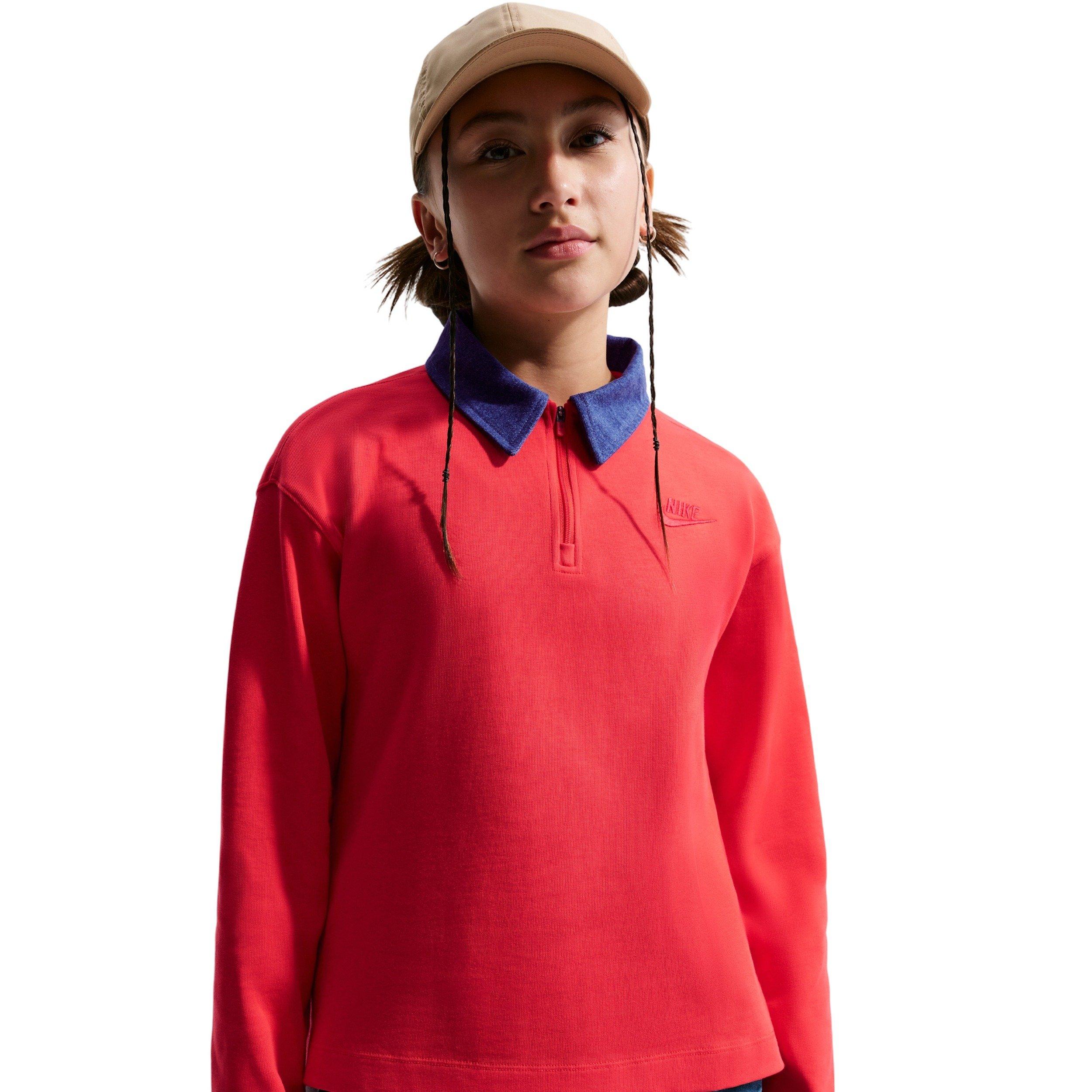 Nike Big Girls' Sportswear Collection Long-Sleeve Polo Top -Red - RED Thumbnail View 1