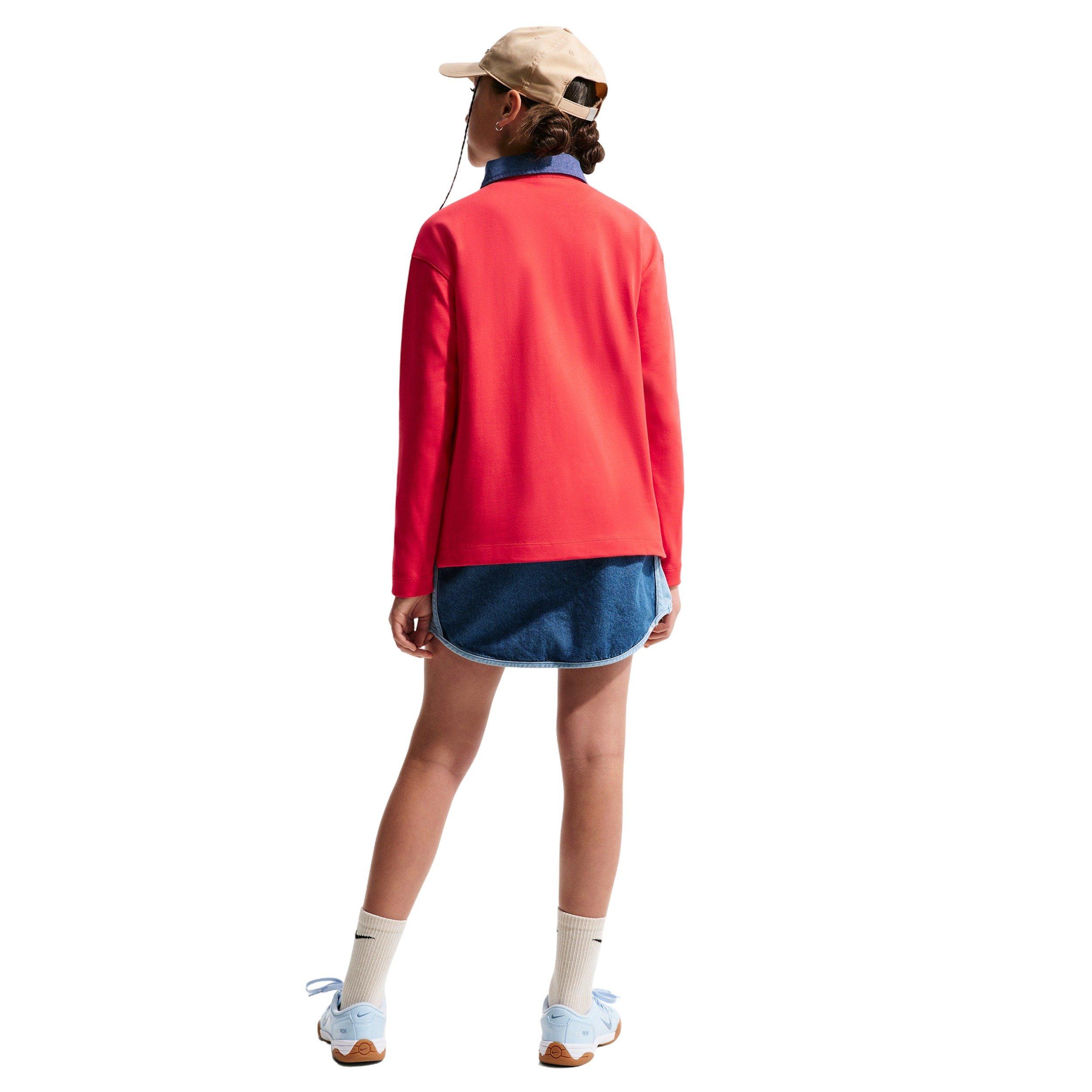 Nike Big Girls' Sportswear Collection Long-Sleeve Polo Top -Red - RED Thumbnail View 5