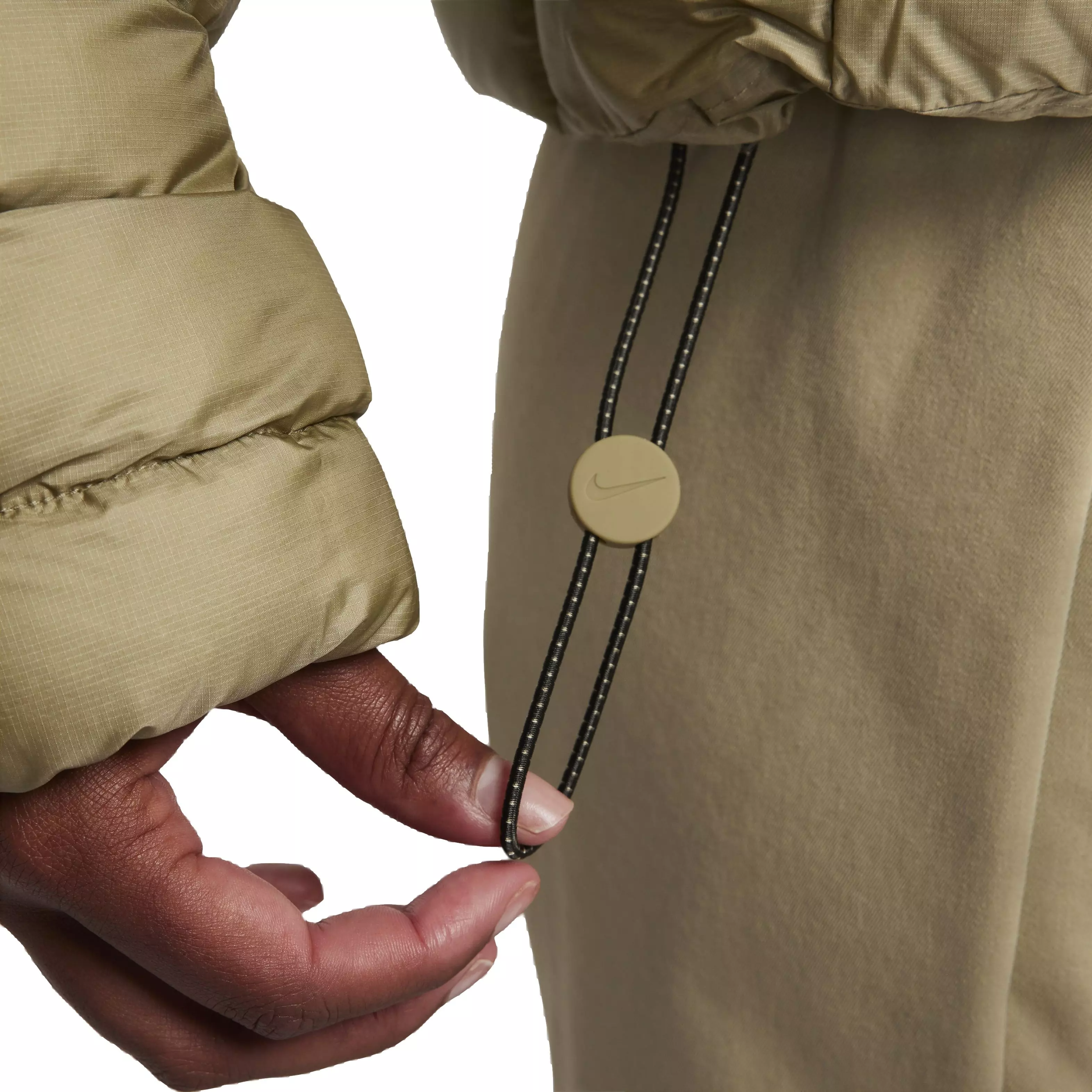 Nike Women's Sportswear Swoosh Puffer PrimaLoft Therma-FIT Oversized Hooded Jacket - NEUTRAL OLIVE