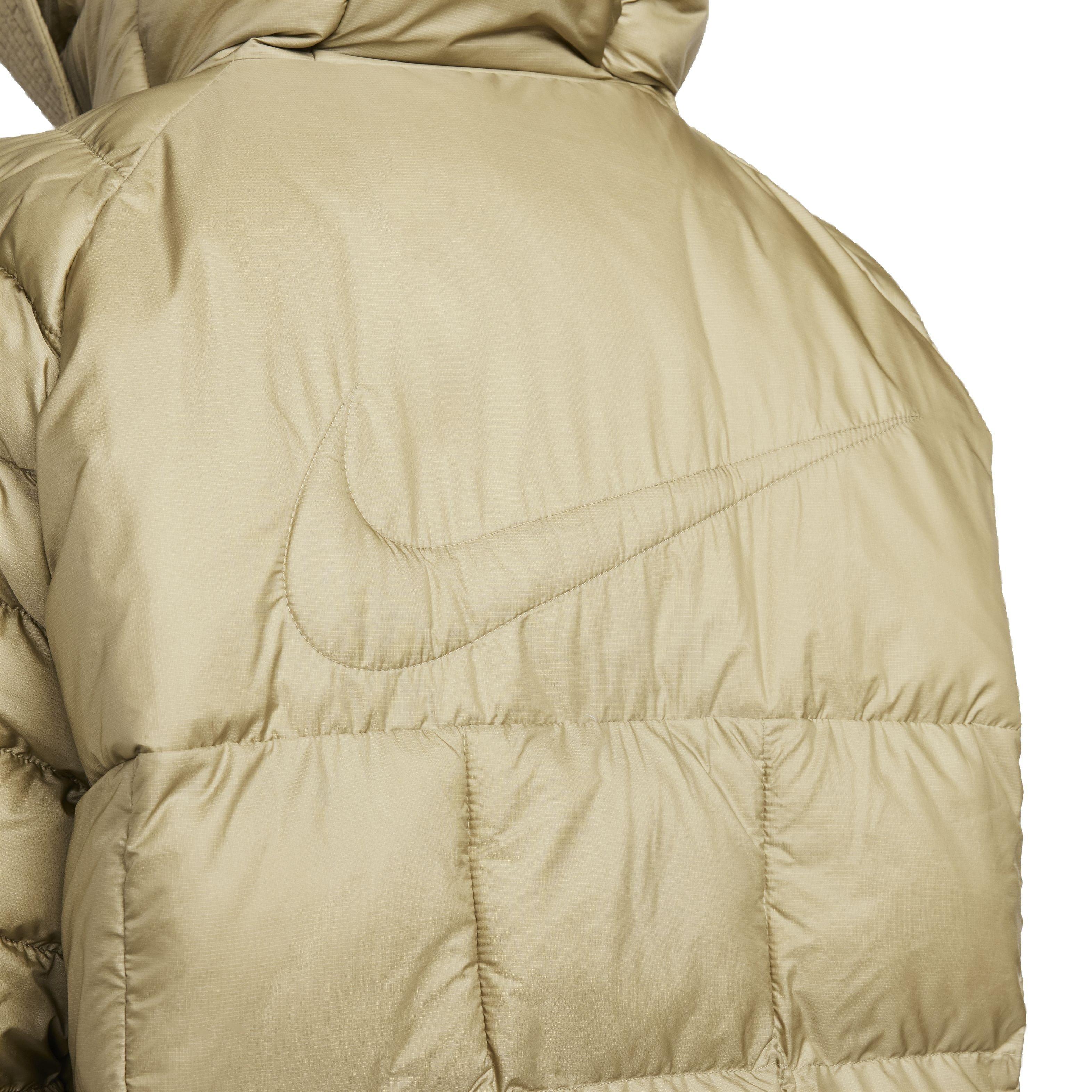 Nike Women's Sportswear Swoosh Puffer PrimaLoft Therma-FIT Oversized Hooded Jacket - NEUTRAL OLIVE Thumbnail View 7