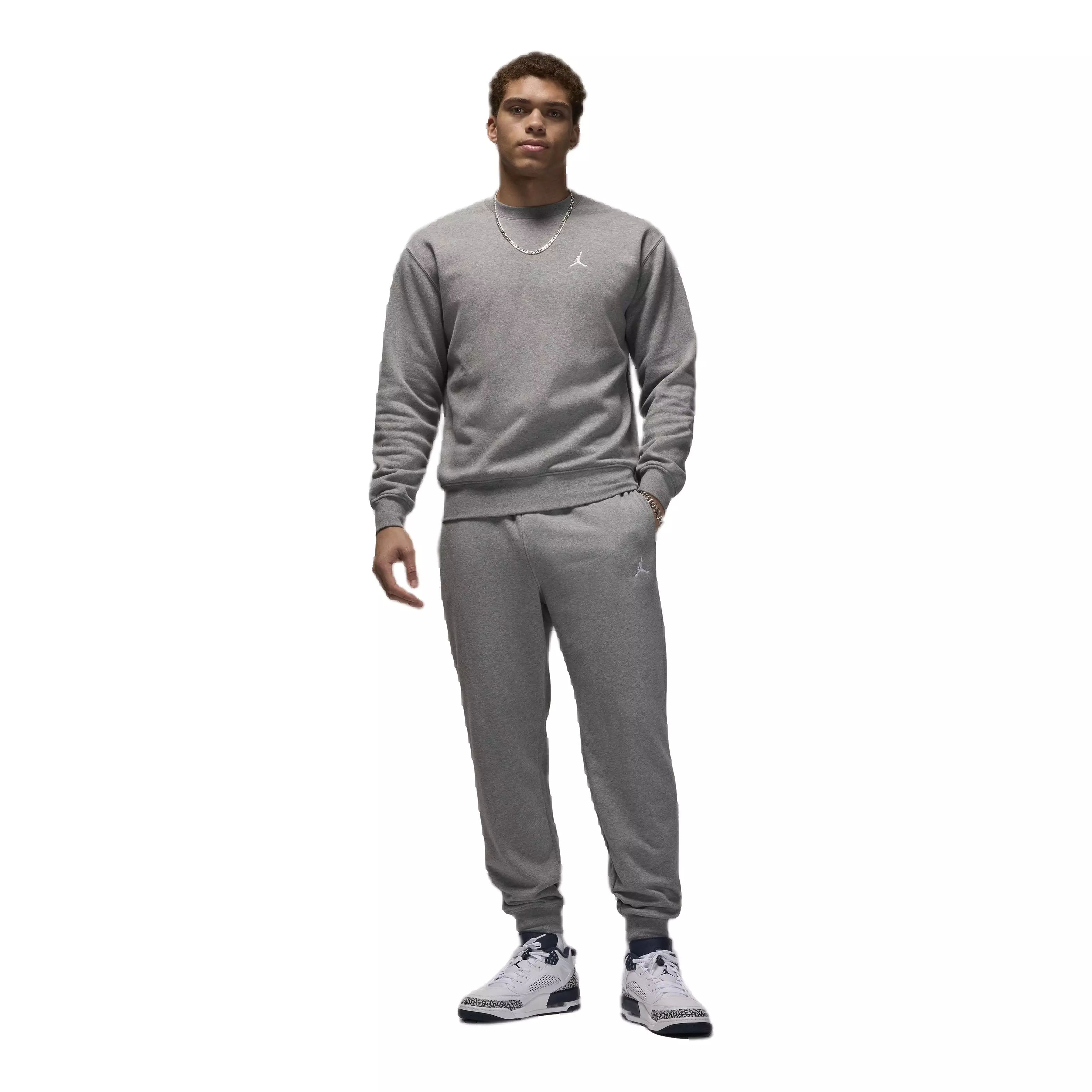 Jordan Men's Brooklyn Crew-Neck Fleece Sweatshirt - GREY
