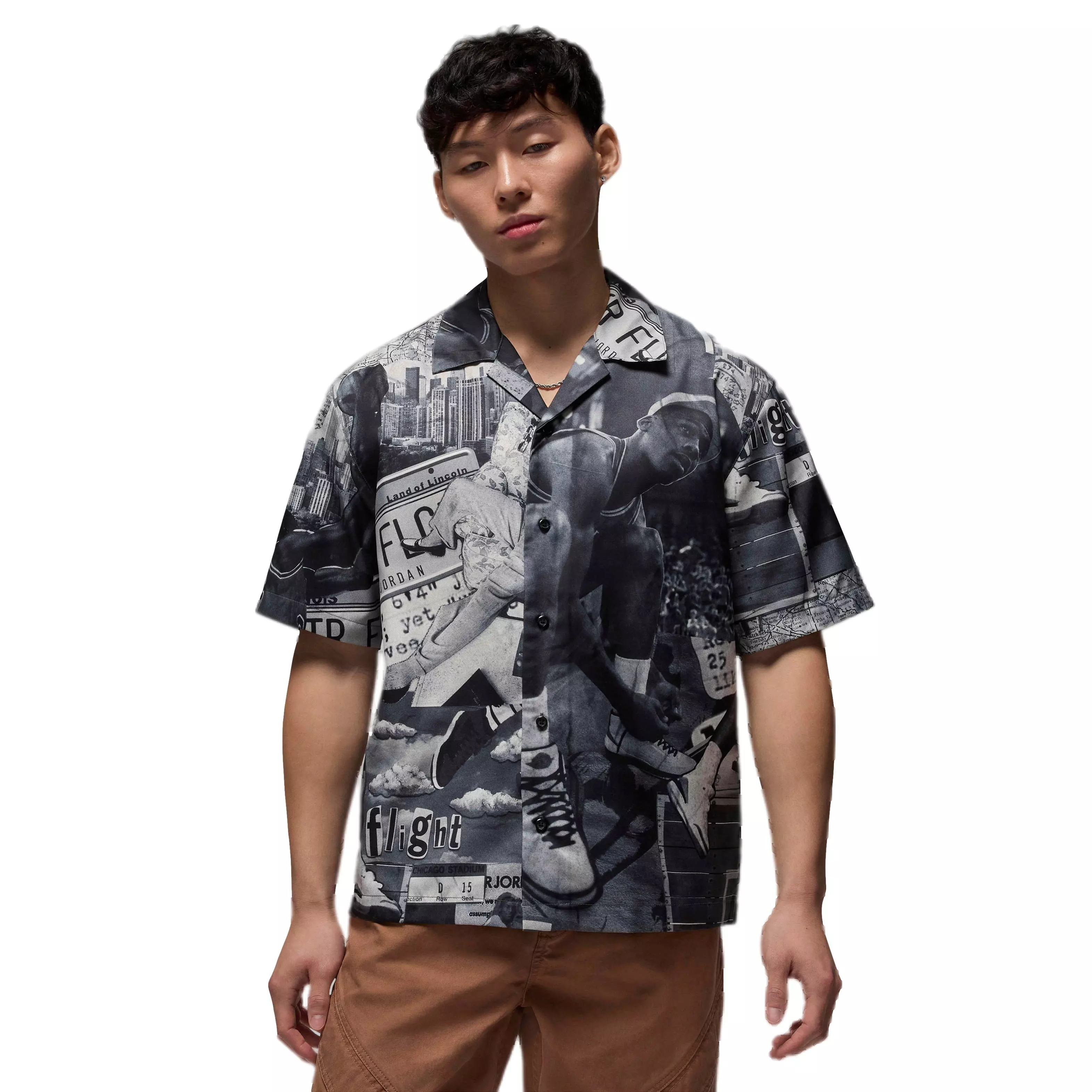 Jordan Men's Essentials AOP Camp Top -Sail/Black - SAIL/BLACK