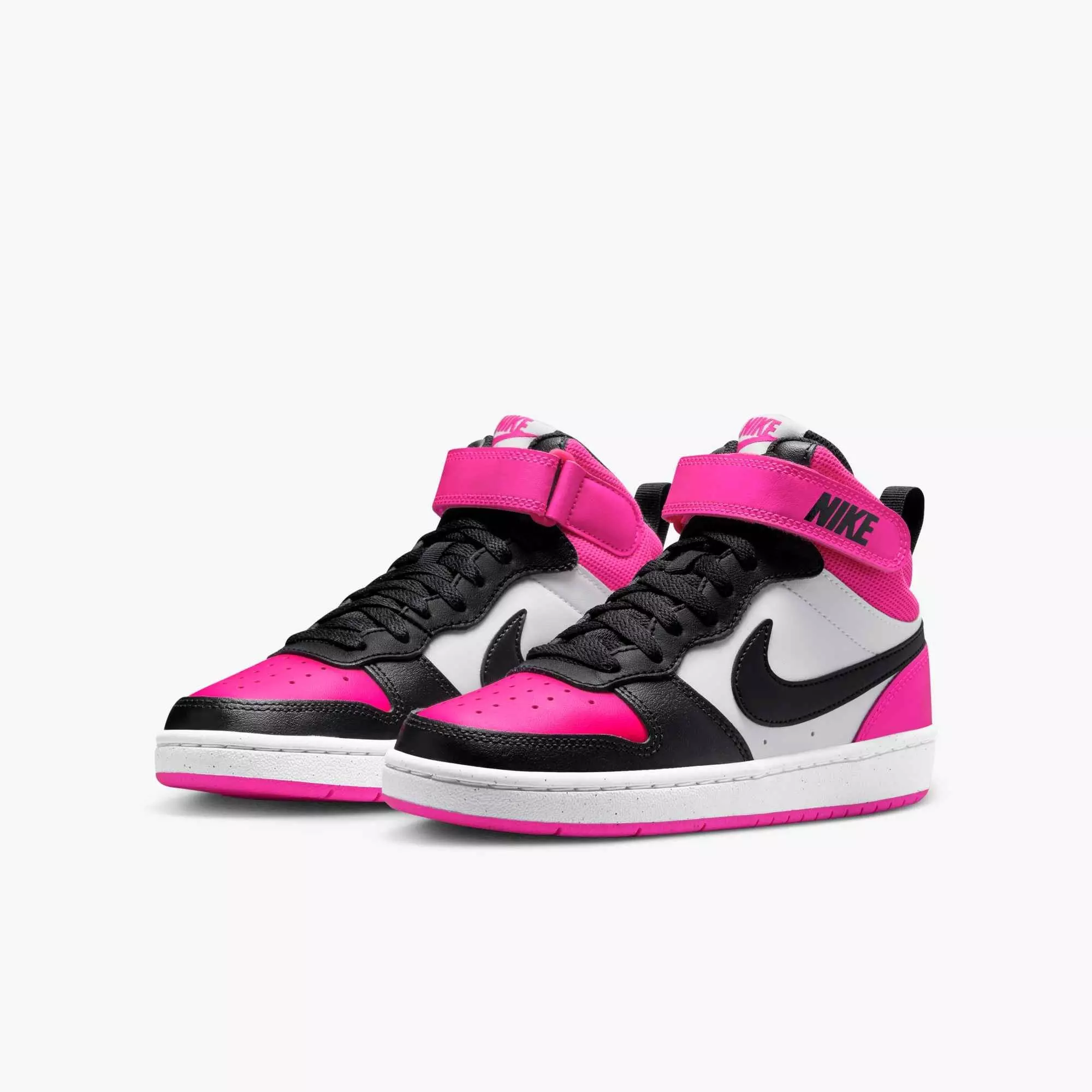 Nike Court Borough Mid 2 "White/Fierce Pink/Black" Grade School Girls' Shoe - WHITE/PINK/BLACK
