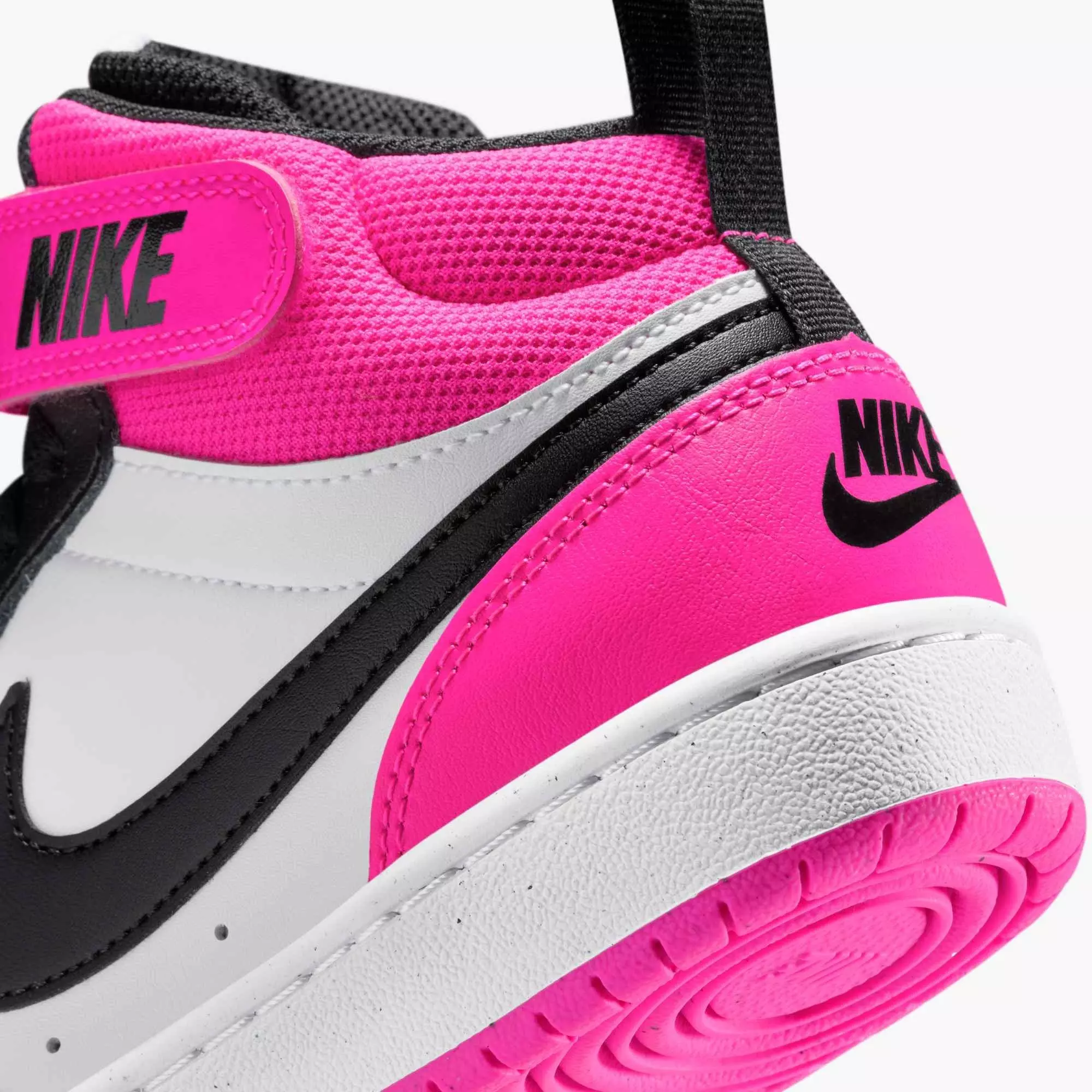 Nike Court Borough Mid 2 "White/Fierce Pink/Black" Grade School Girls' Shoe - WHITE/PINK/BLACK