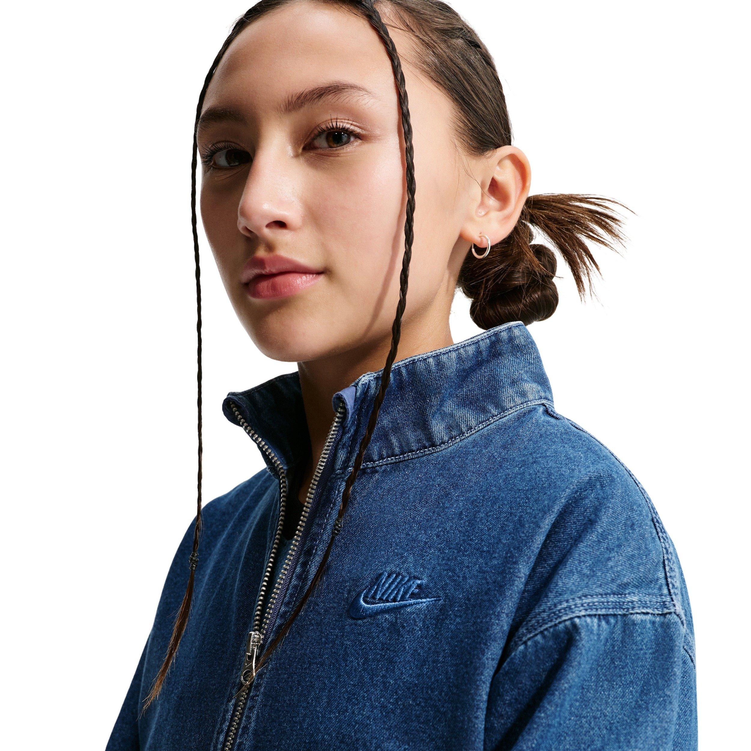 Nike Big Girls' Sportswear Collection Windrunner Denim Jacket - DENIM Thumbnail View 3