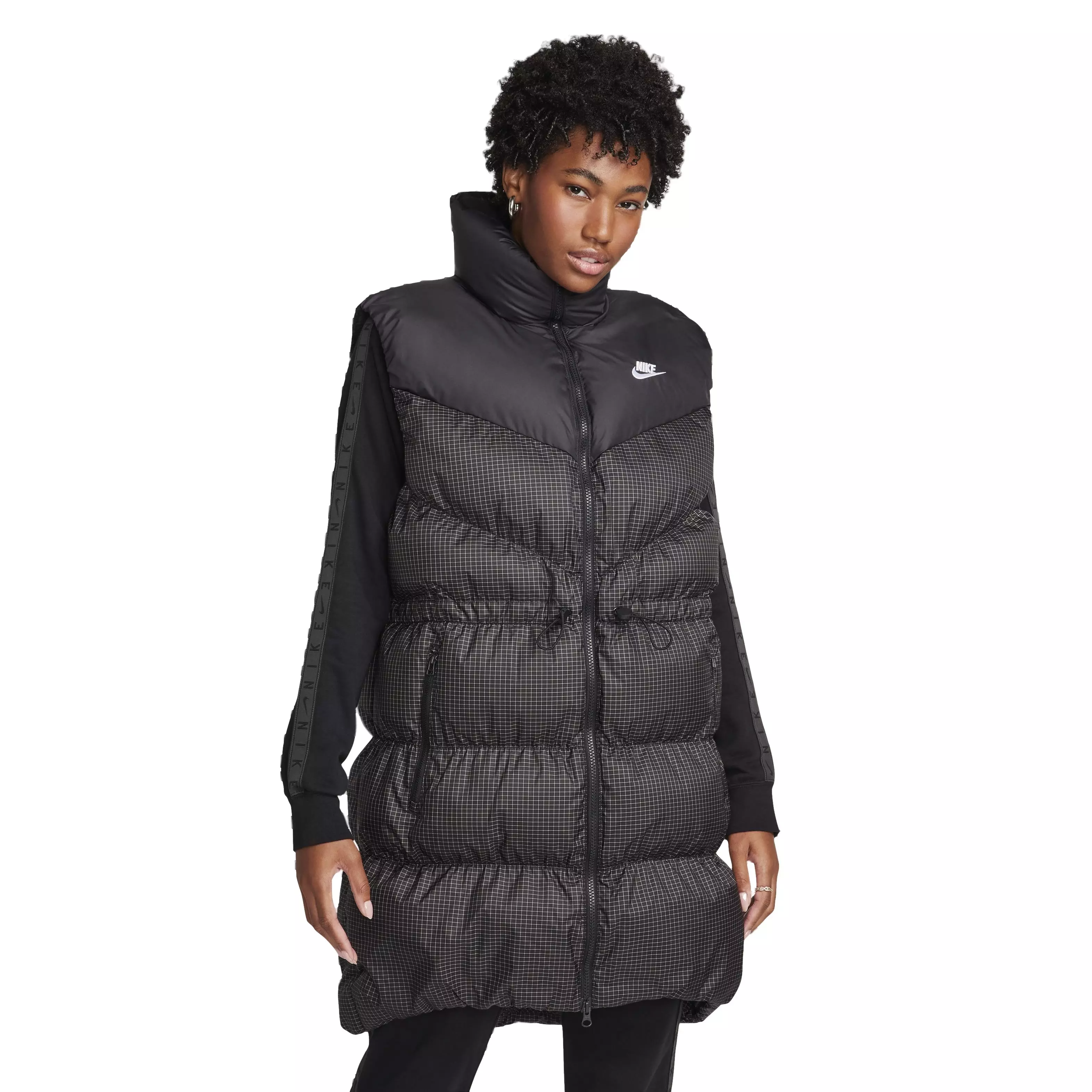 Nike Women's Sportswear Windpuffer Therma-FIT Loose Long Puffer Vest - BLACK