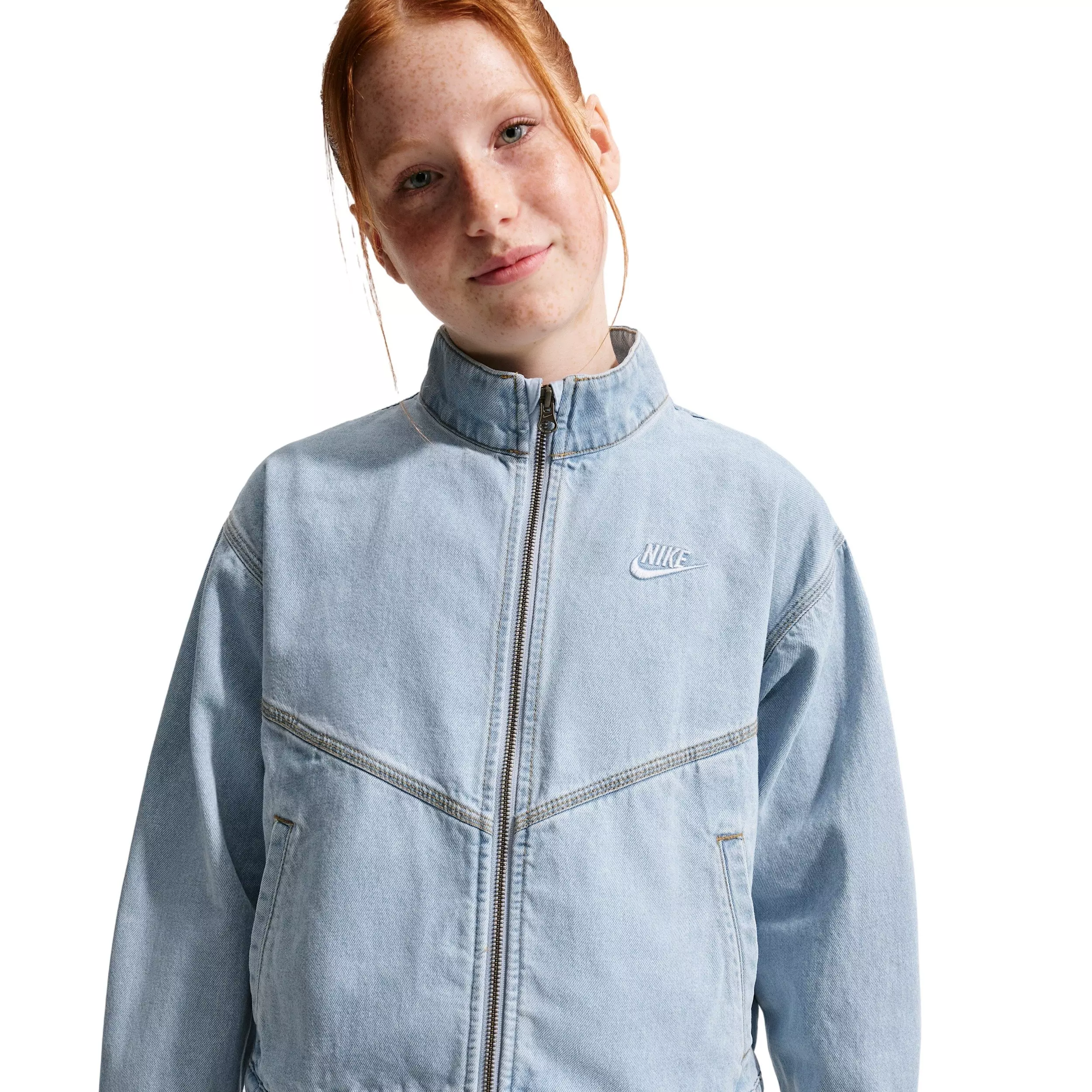 Nike Big Girls' Sportswear Collection Windrunner Lt Denim Jacket - LT DENIM