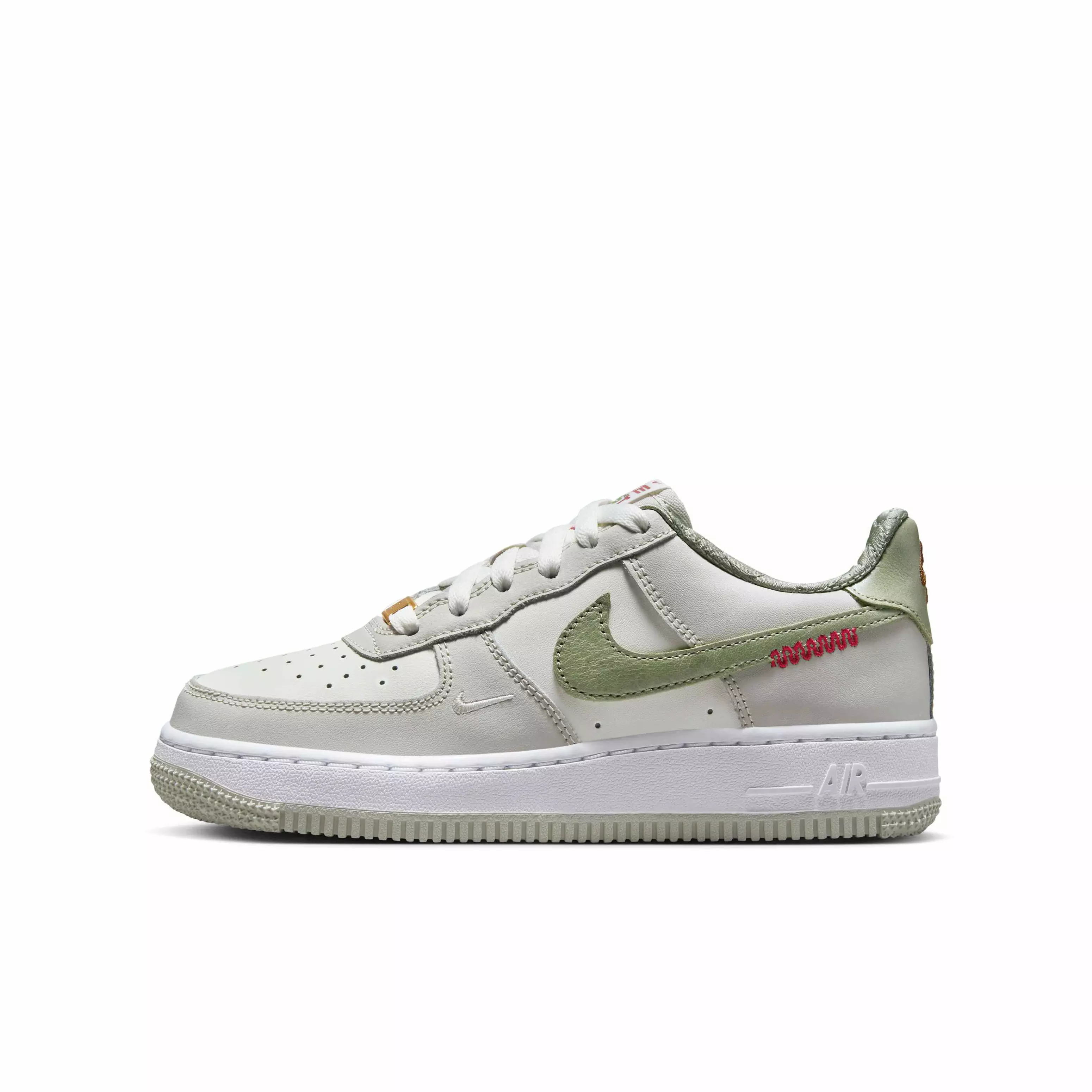 Nike Air Force 1 LV8 "Sail/White/Light Bone/Olive Aura" Grade School Boys' Shoe - SAIL/WHITE/LT BONE/OLIVE