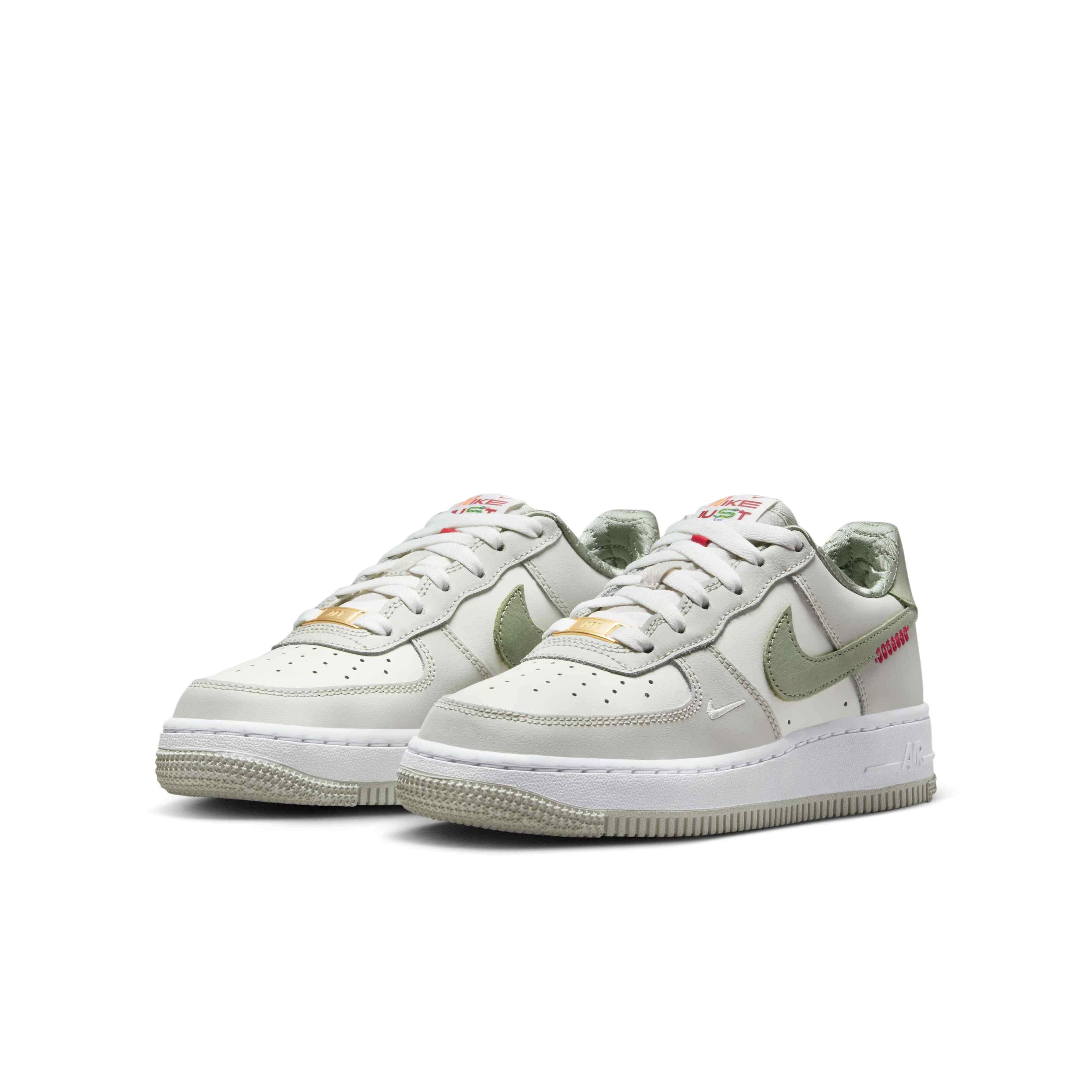 Nike Air Force 1 LV8 Grade School Boys' "Sail/White/Light Bone/Olive Aura" Shoe