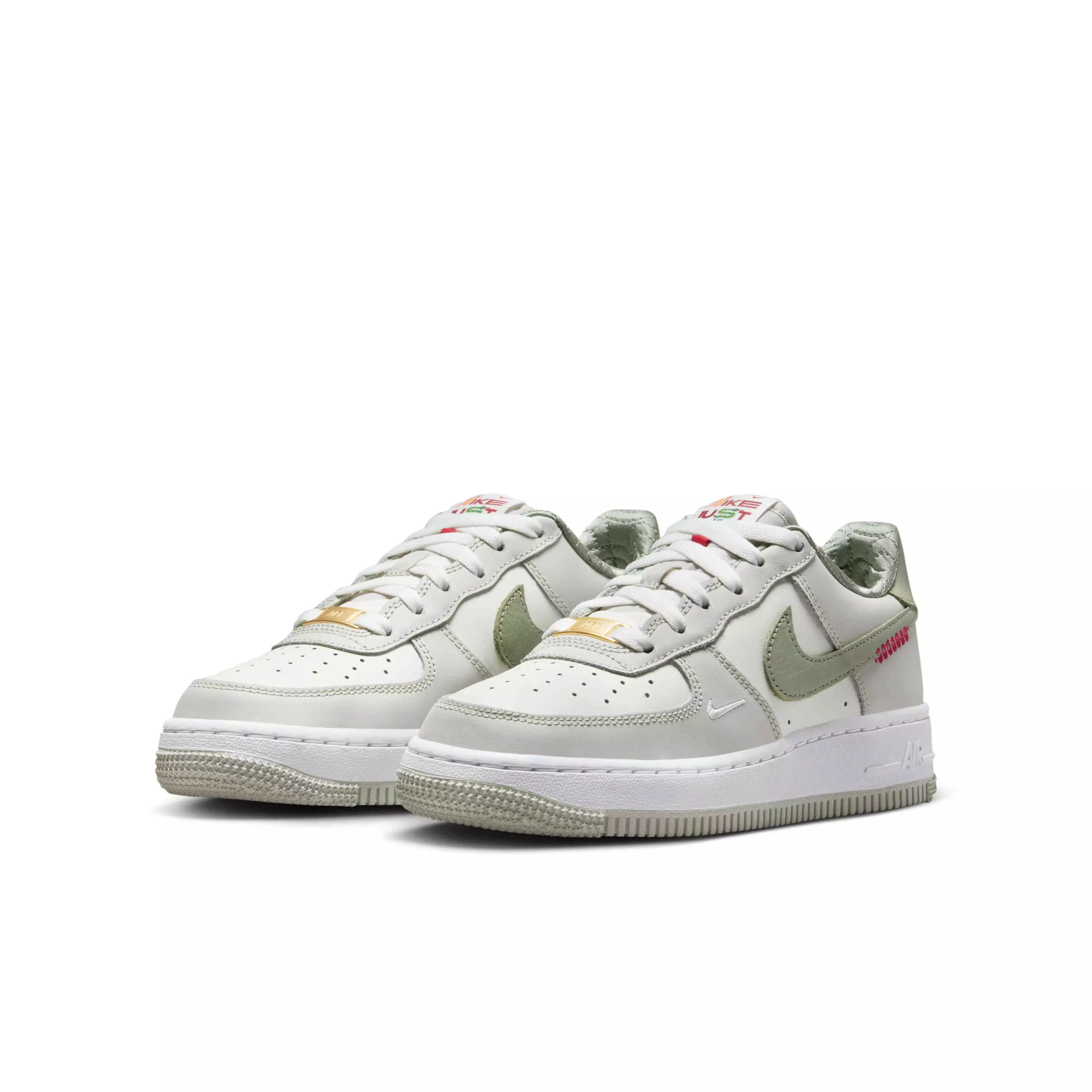 Nike Air Force 1 LV8 "Sail/White/Light Bone/Olive Aura" Grade School Boys' Shoe - SAIL/WHITE/LT BONE/OLIVE
