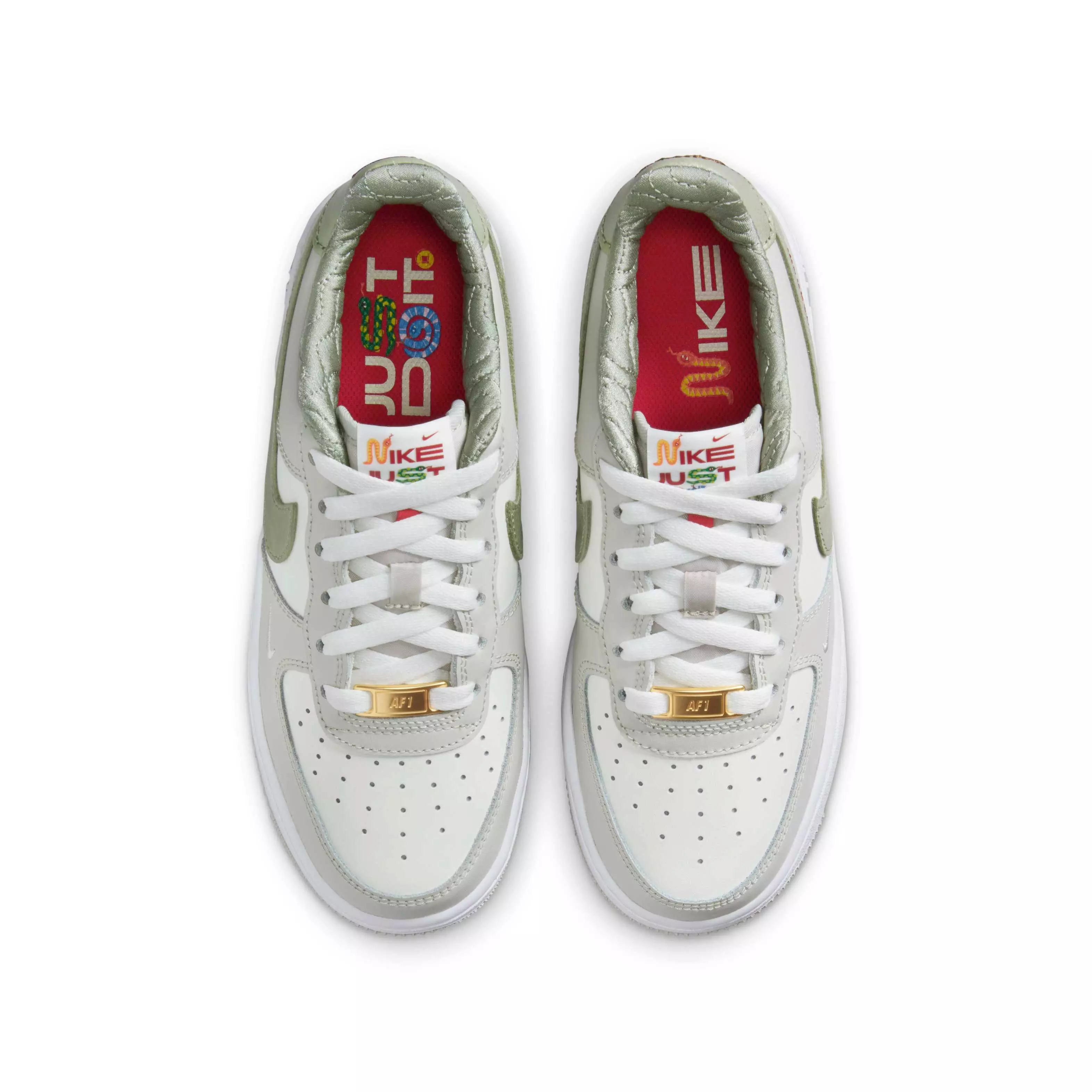 Nike Air Force 1 LV8 "Sail/White/Light Bone/Olive Aura" Grade School Boys' Shoe - SAIL/WHITE/LT BONE/OLIVE