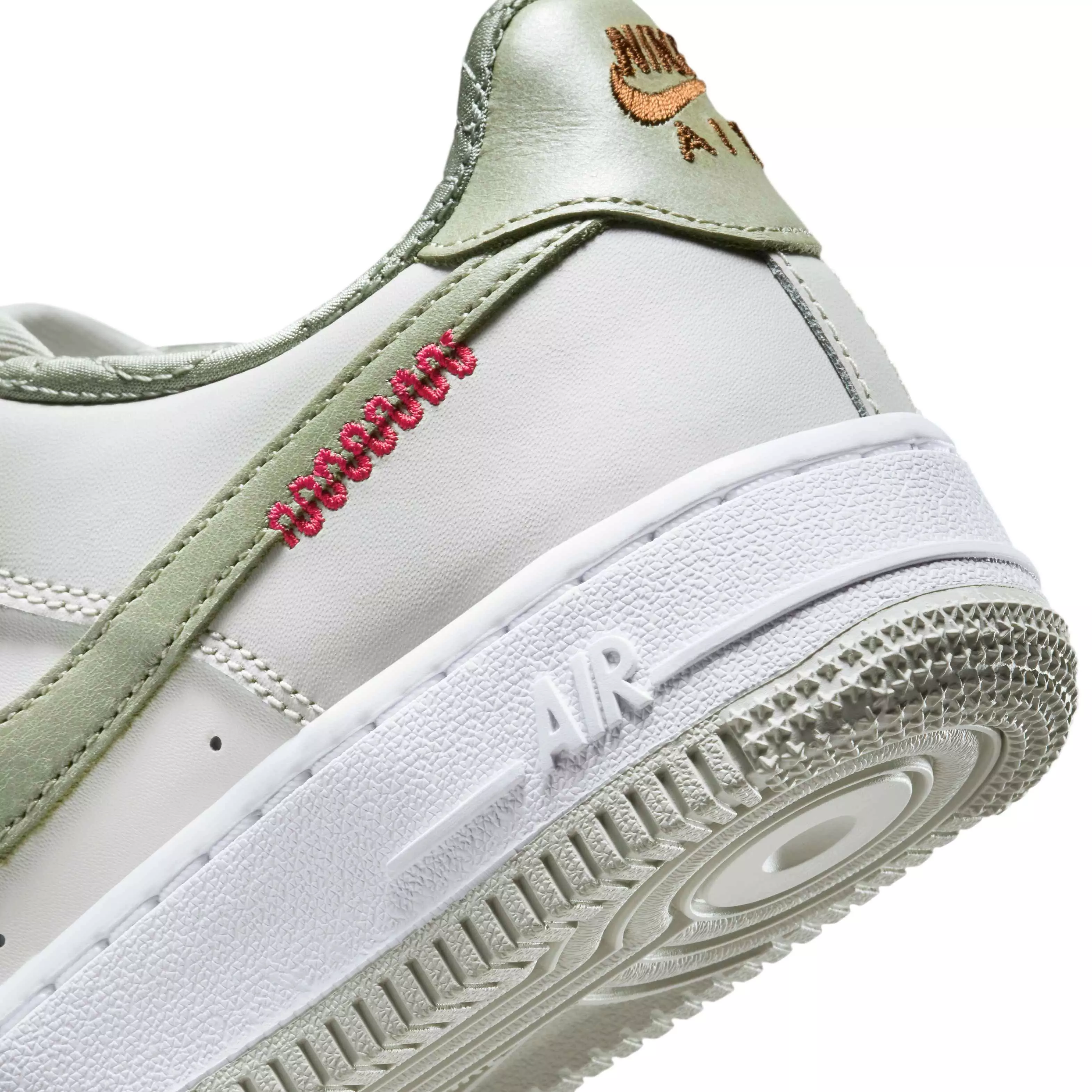 Nike Air Force 1 LV8 "Sail/White/Light Bone/Olive Aura" Grade School Boys' Shoe - SAIL/WHITE/LT BONE/OLIVE