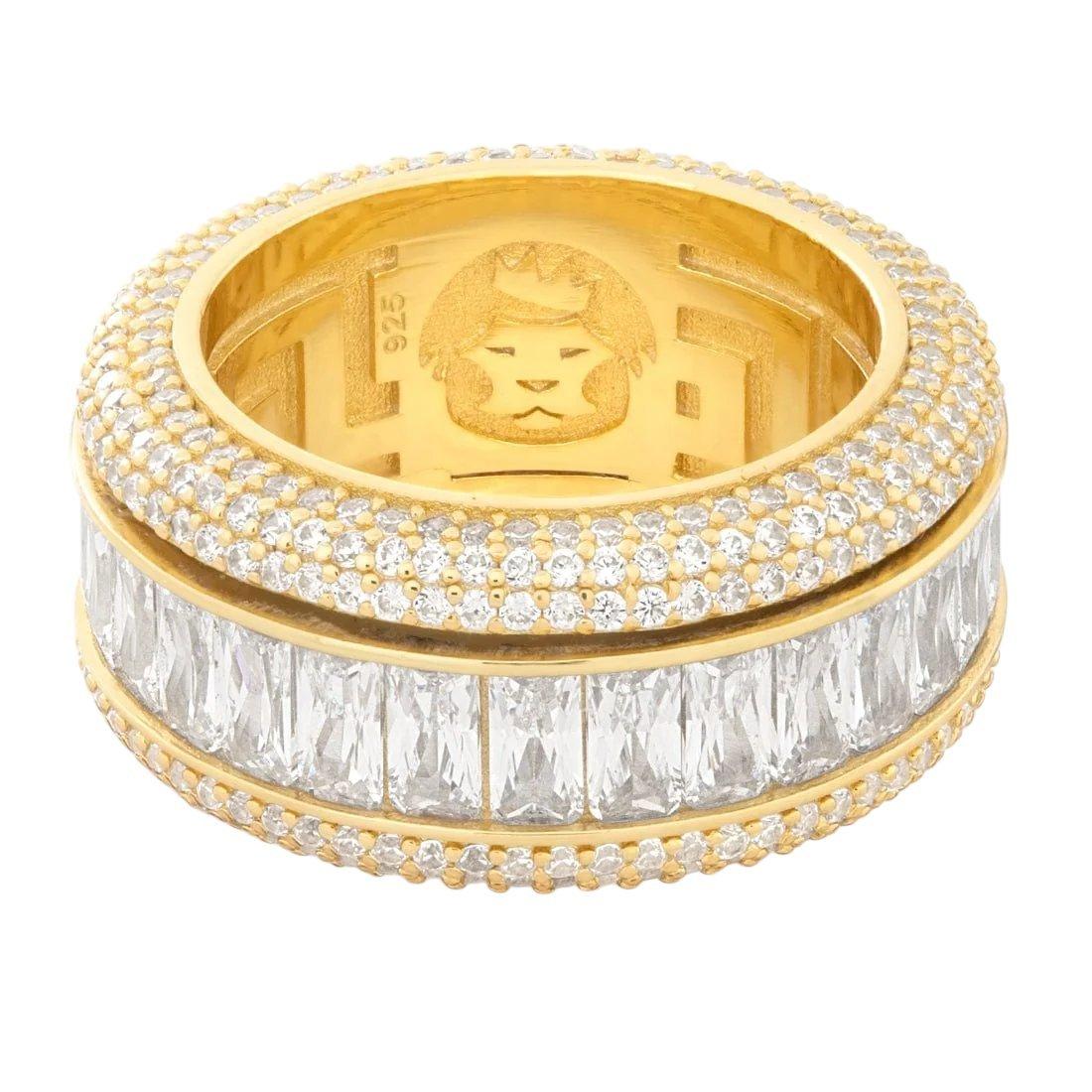King Ice Baguette-Cut Icy Spinner Ring - Gold - GOLD