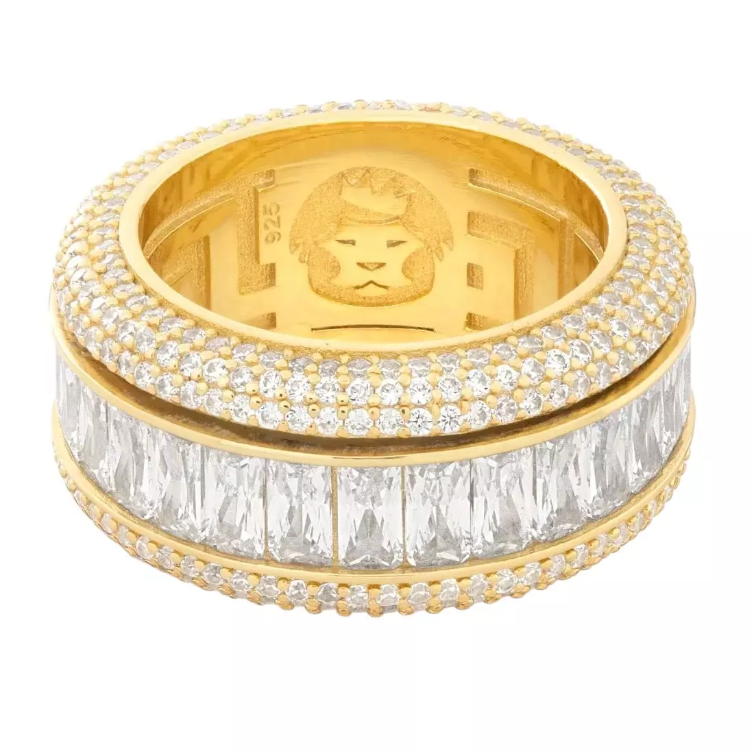 King Ice Baguette-Cut Icy Spinner Ring - Gold - GOLD